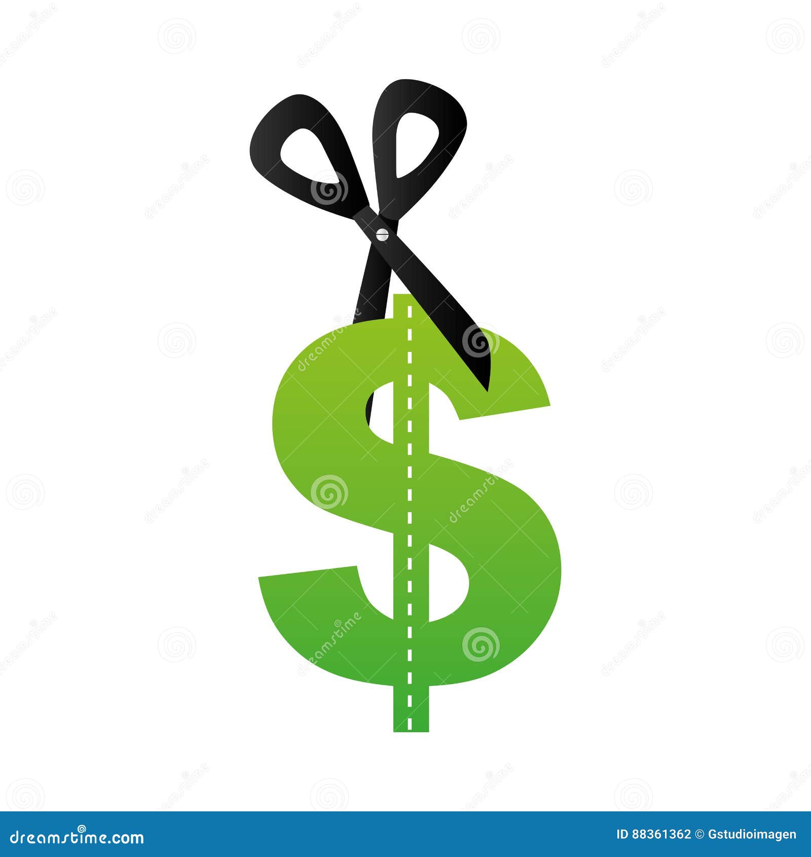 Money Symbol with Scissors Isolated Icon Stock Vector Illustration of