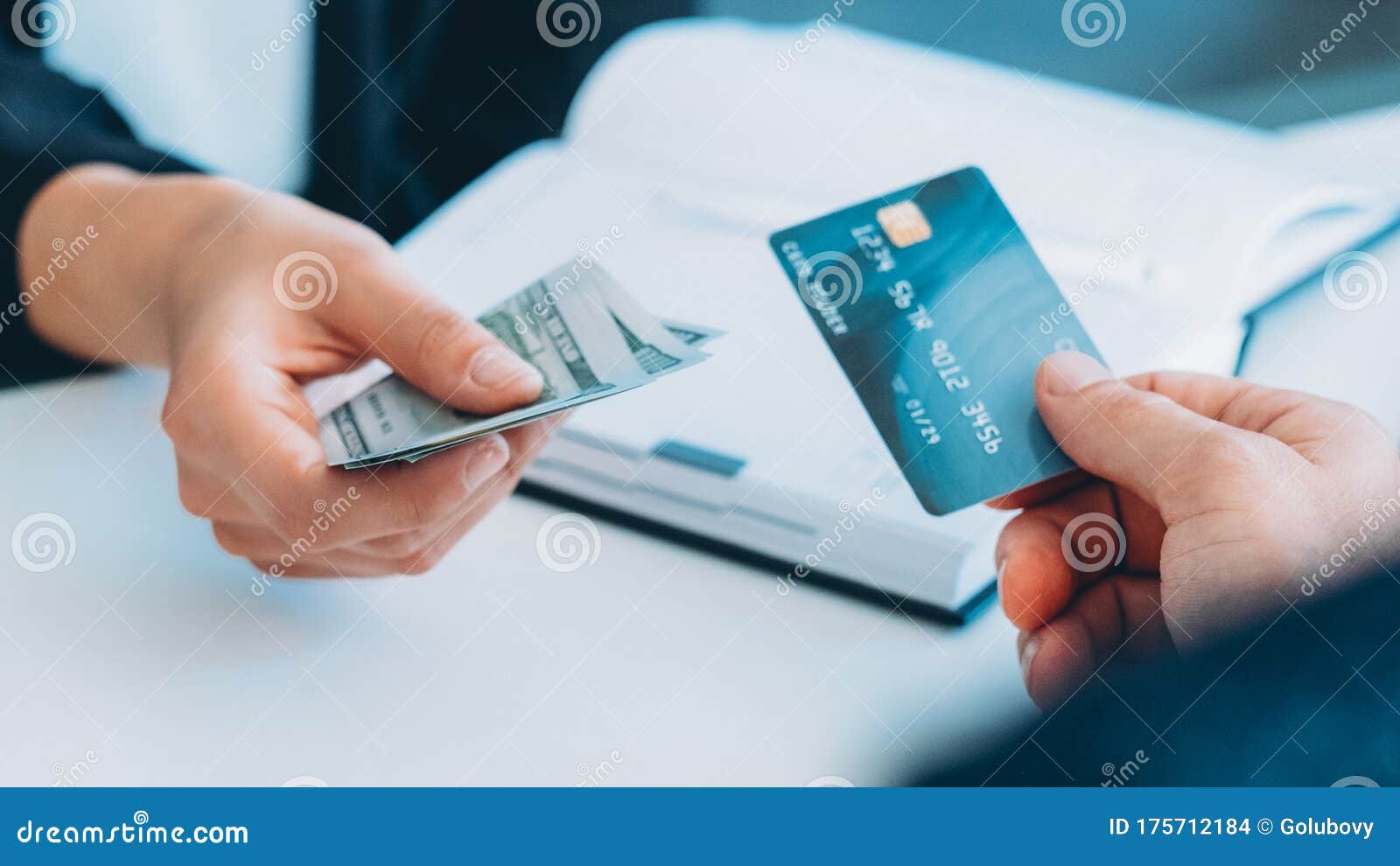 Money Transfer Man Exchanging Credit Card Cash Stock Photo - Image of desk,  exchanging: 175712184
