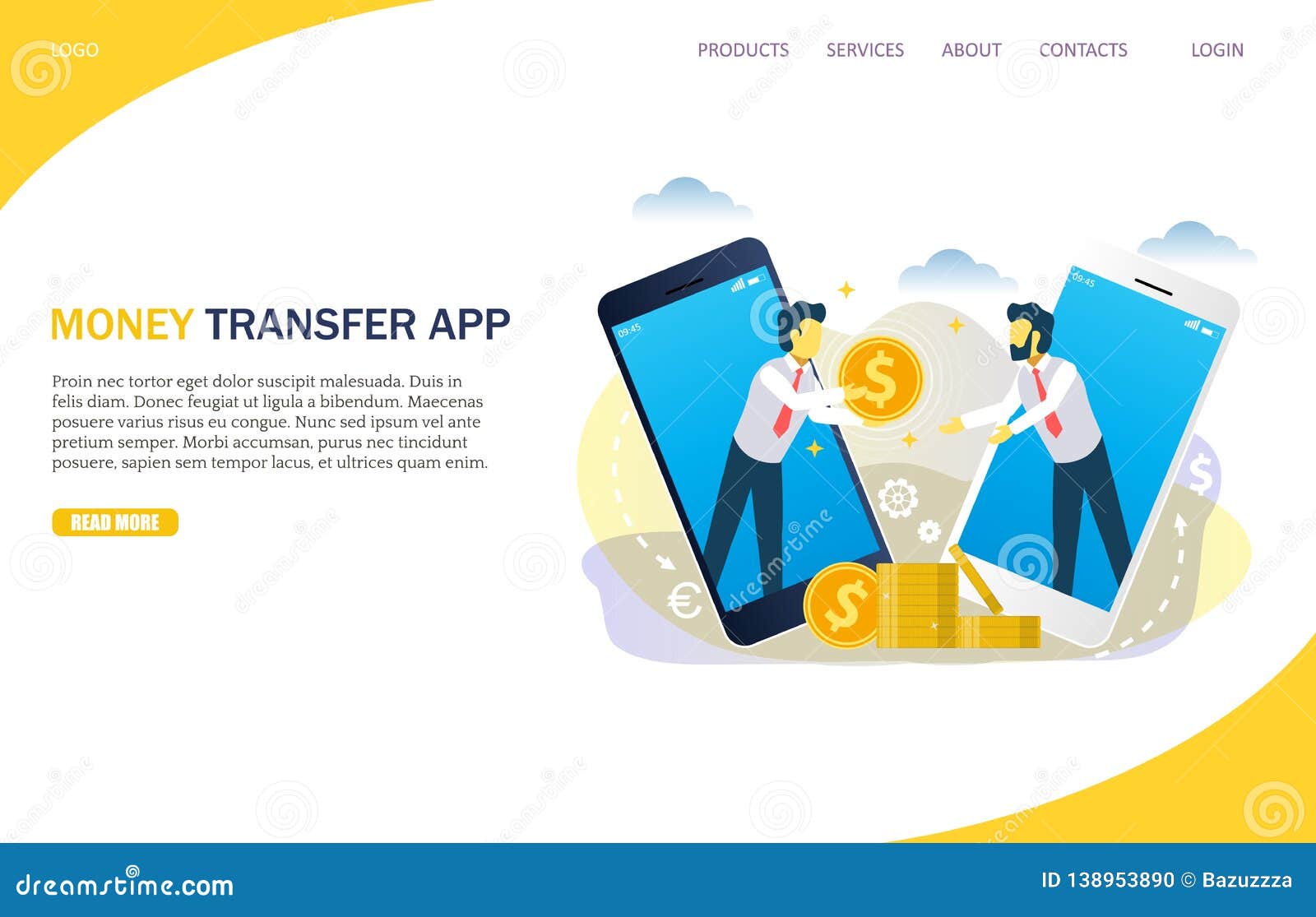 Download Money Transfer Vector Website Landing Page Design Template ...