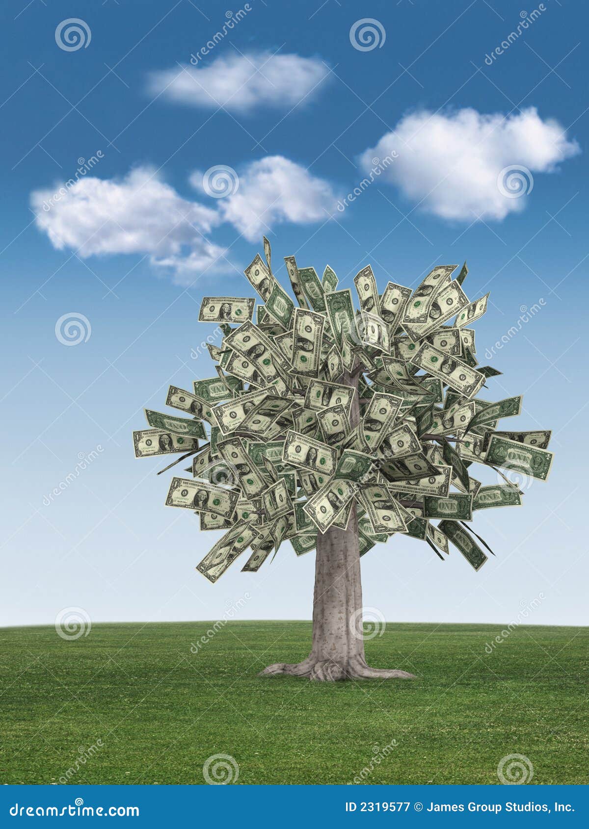 Money tree & blue sky stock illustration. Illustration of blue 2319577