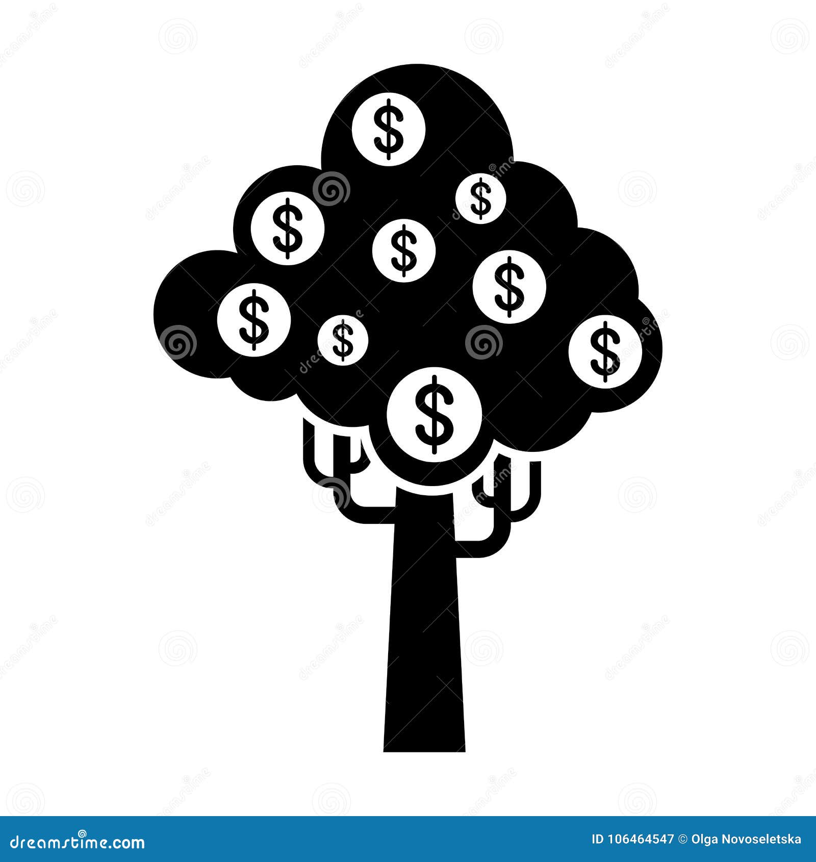 Money Tree Black Icon Stock Vector Illustration Of Bright 106464547 - royalty free vector money tree black icon download preview