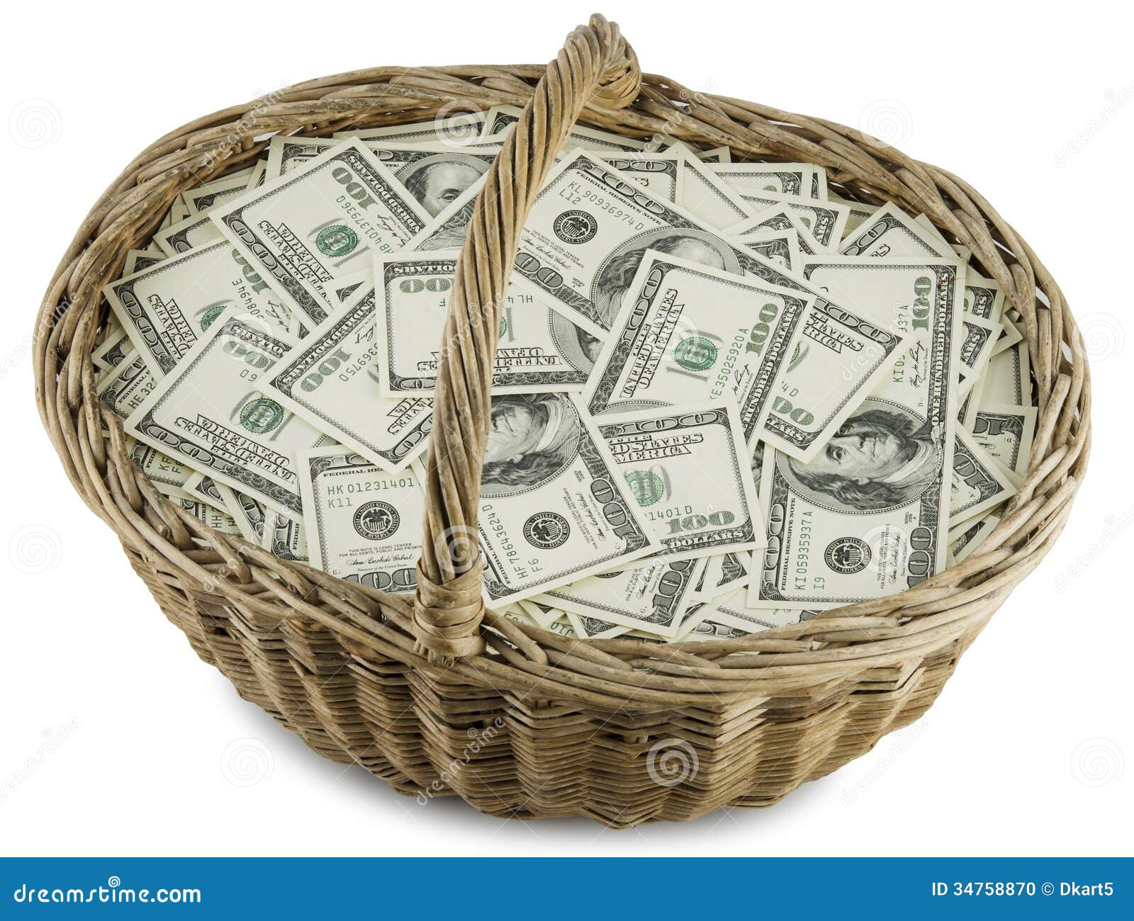 Money Wicker Basket Stock Photo Image 34758870