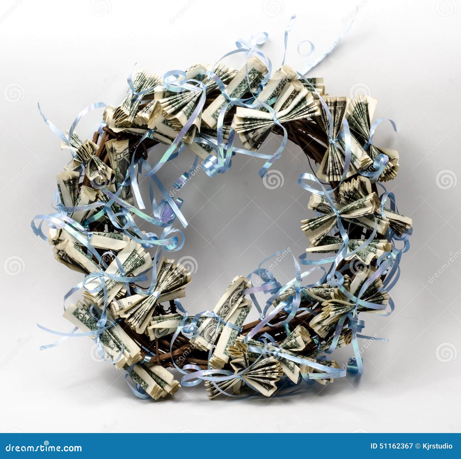Money wreath stock image. Image of attached, money, bills 51162367