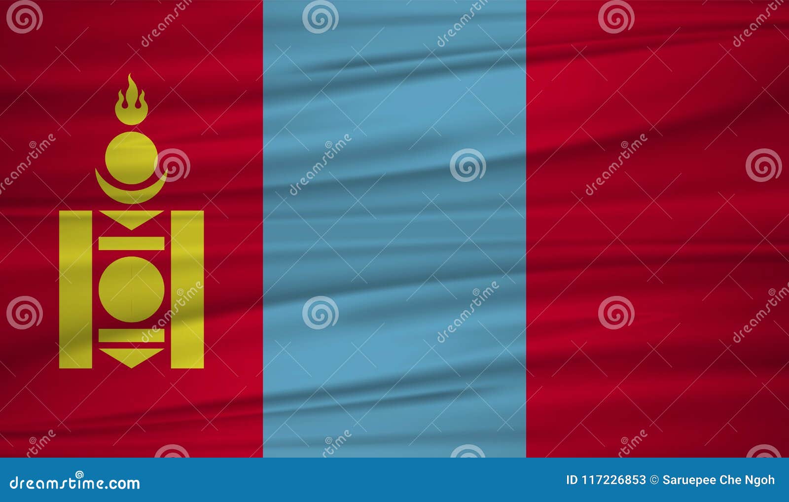 mongolia flag .  flag of mongolia blowig in the wind.