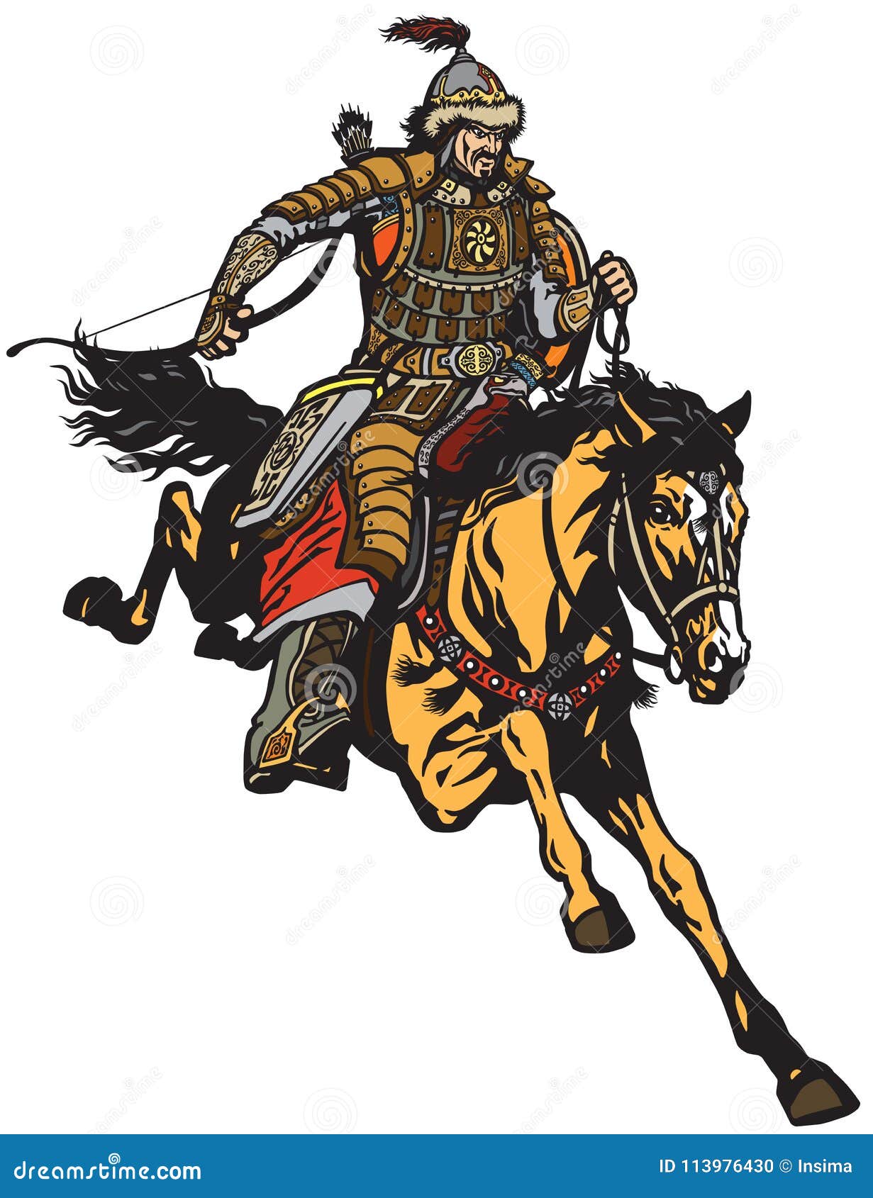 mongolian archer warrior on a horseback