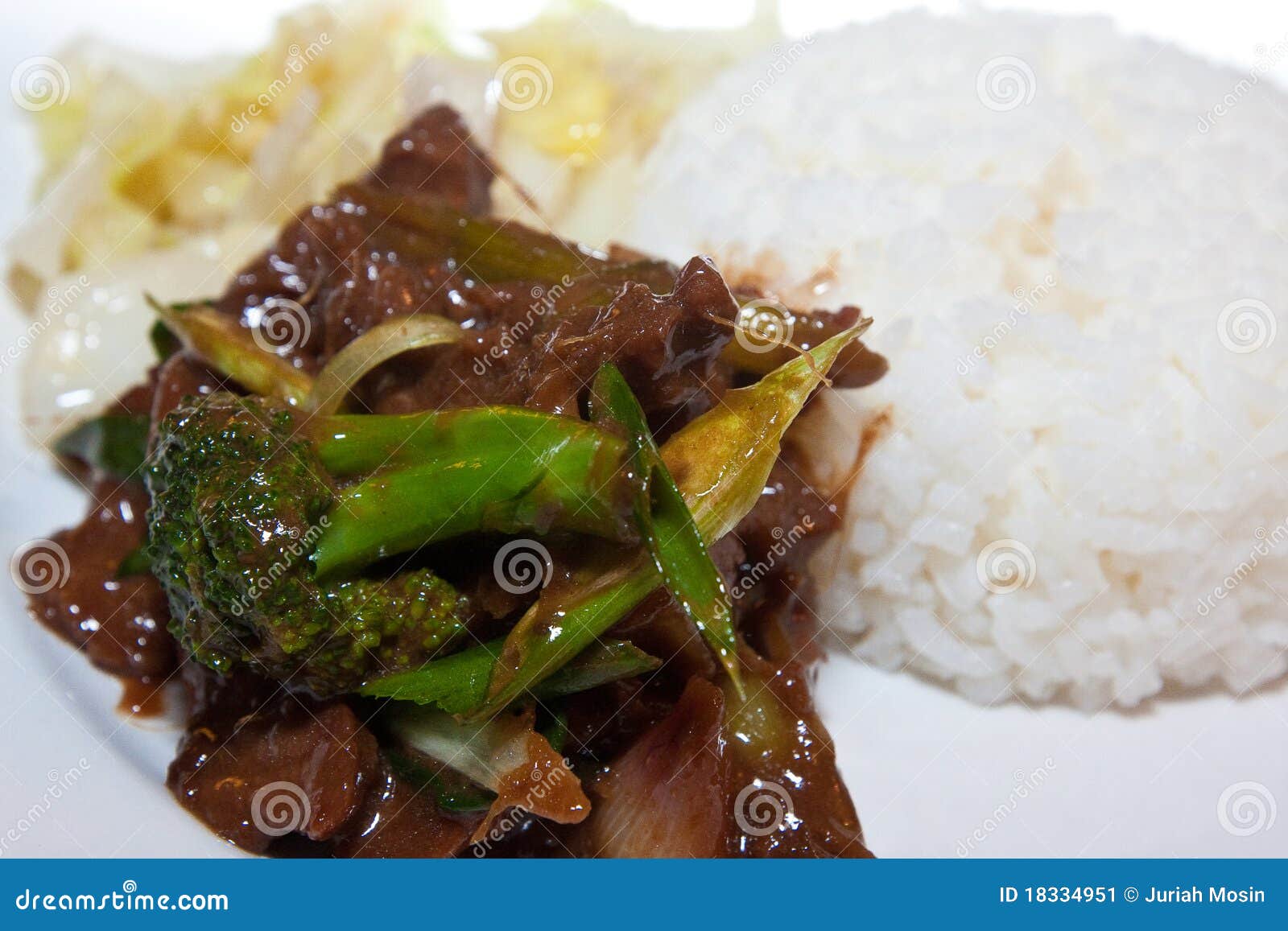 mongolian beef with plain rice.