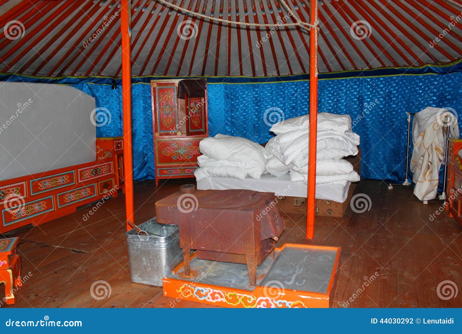 mongolian home - interior of yurt