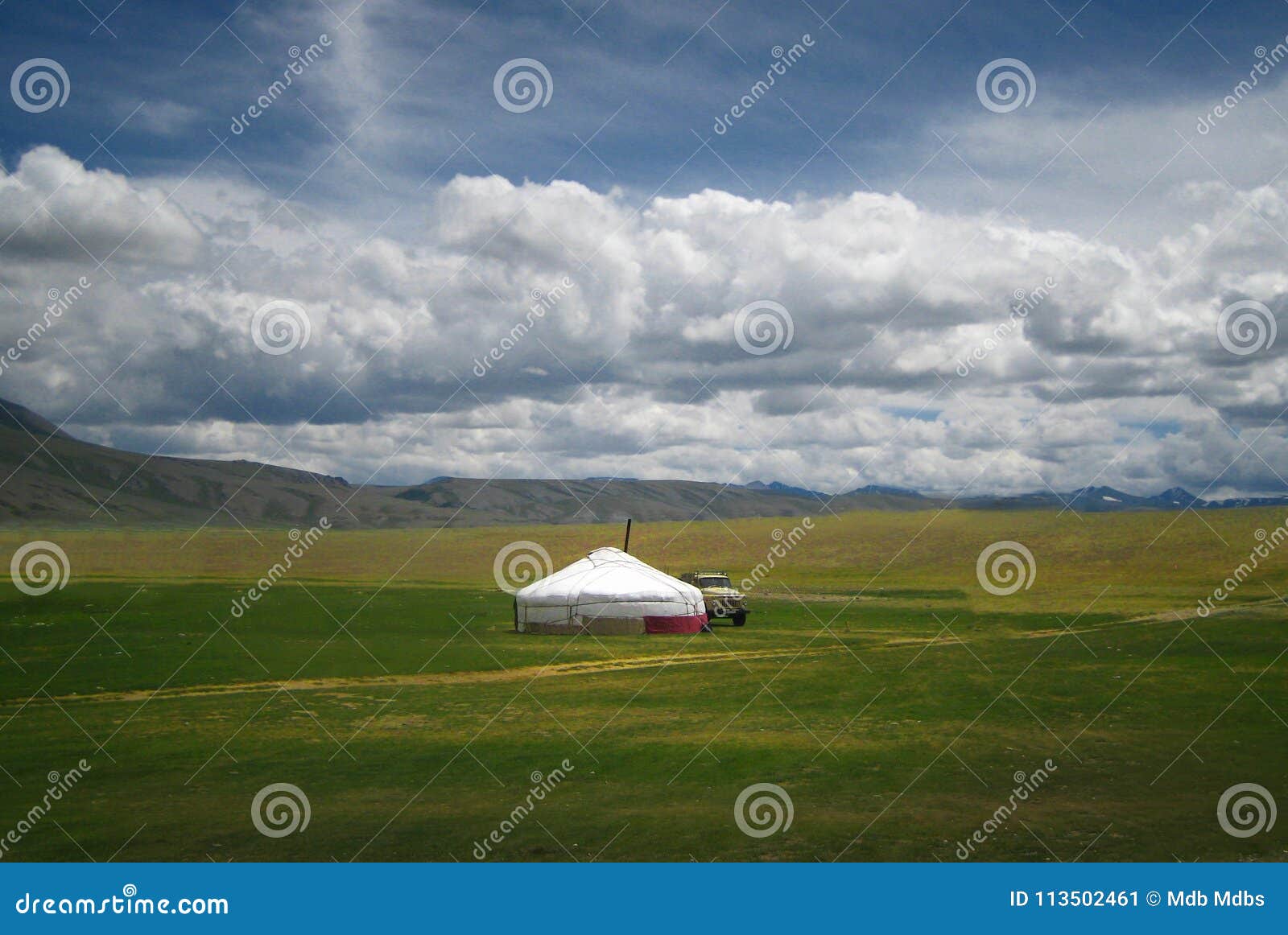 mongolian yurt, called ger, in a landscape of north-west mongolia