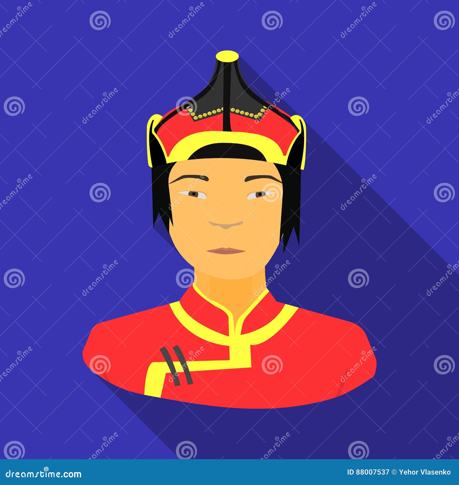the mongols in the helmet.mongolian national protection.mongolia single icon in flat style   stock