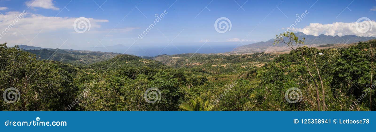 panorama on beautiful bay near moni, nusa tenggara, flores island, indonesia