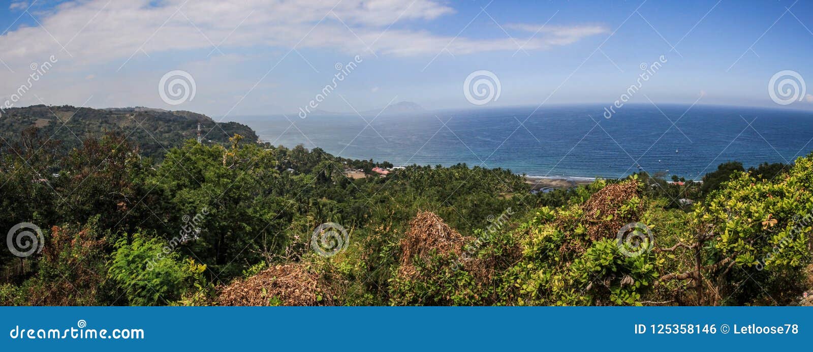 panorama on beautiful bay near moni, nusa tenggara, flores island, indonesia