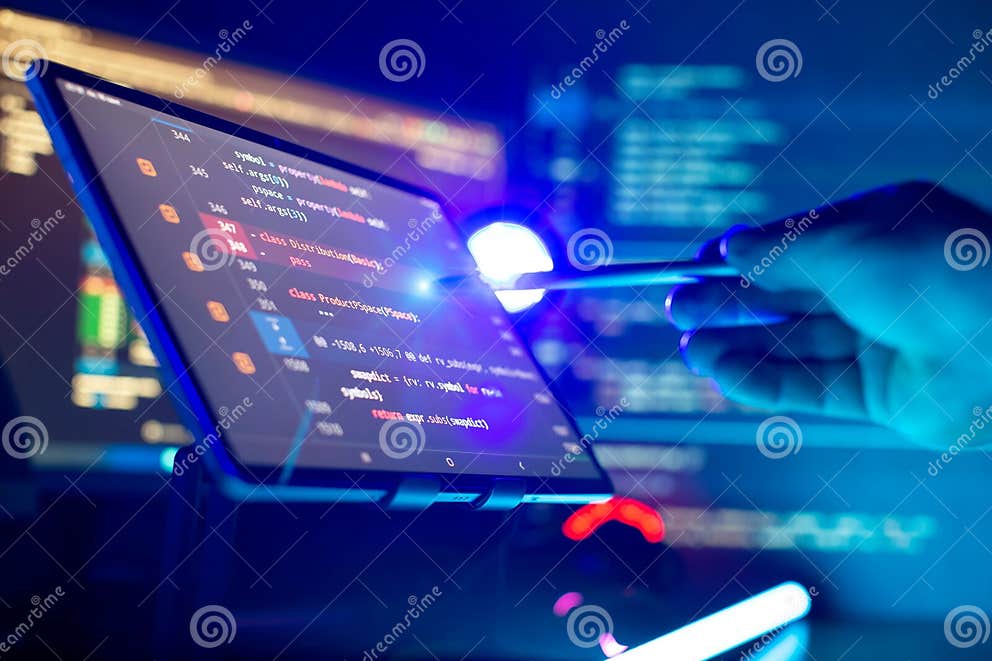 Monitor Closeup of Function Source Code. Abstract it Technology