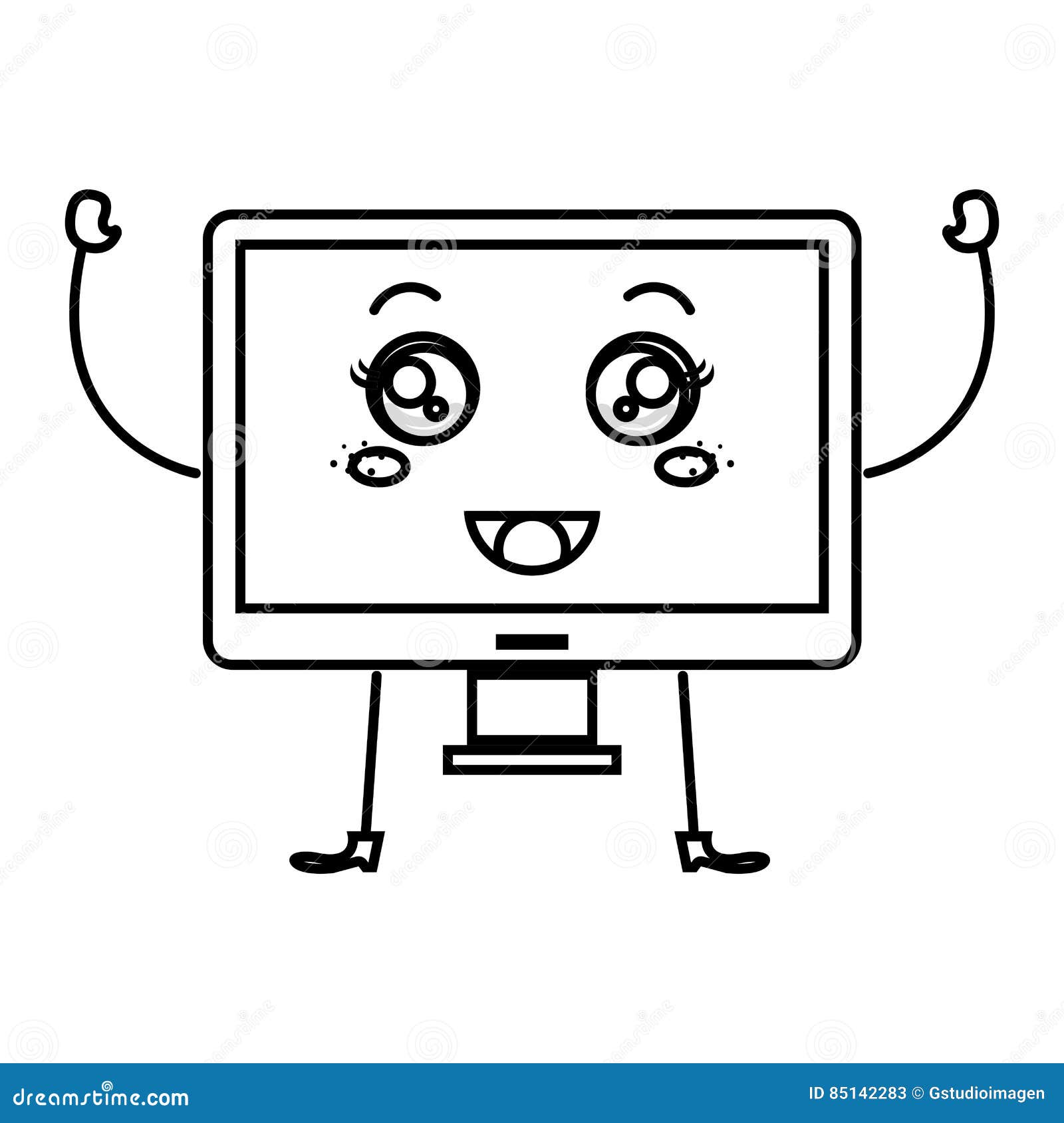 Monitor Computer Kawaii Character Stock Illustration - Illustration of ...