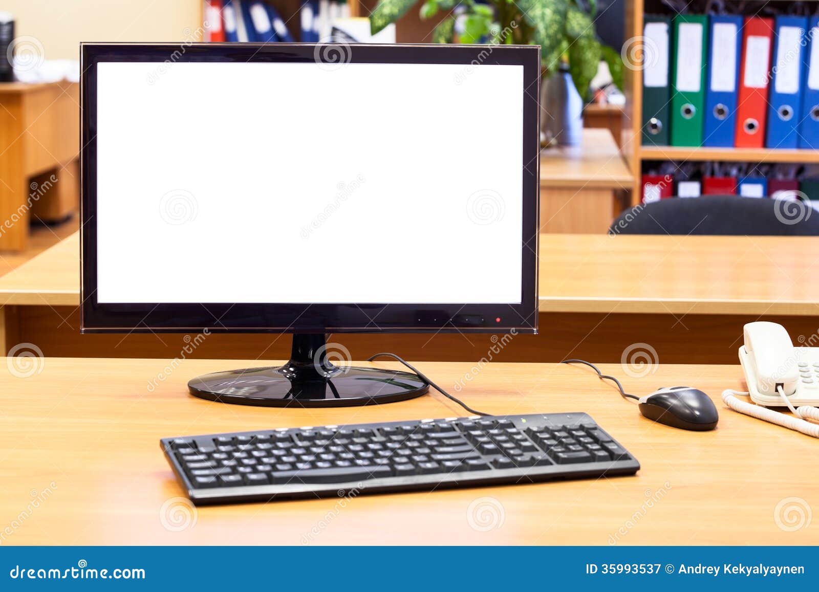 Computer Monitor On Desk Stock