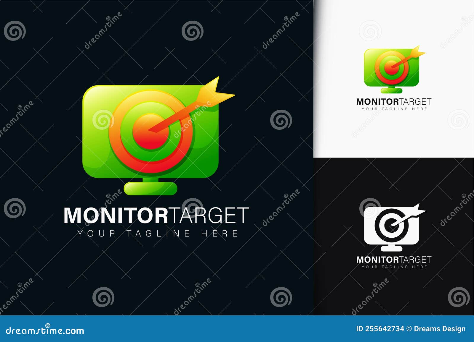 Monitor Target Logo Design with Gradient Stock Vector Illustration of