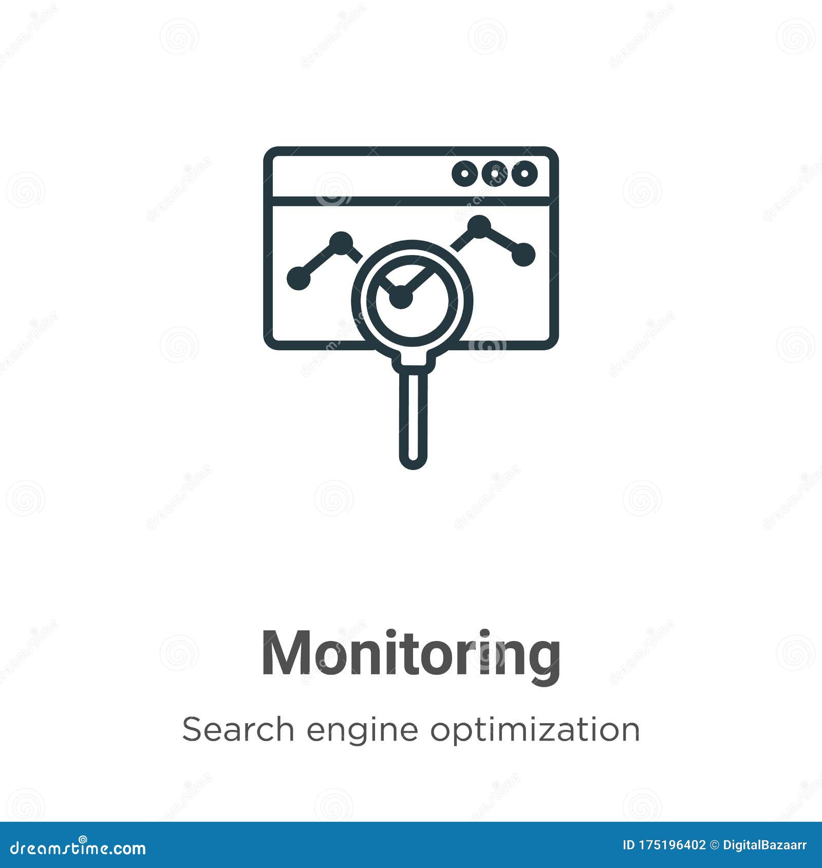 monitoring outline  icon. thin line black monitoring icon, flat  simple   from editable search