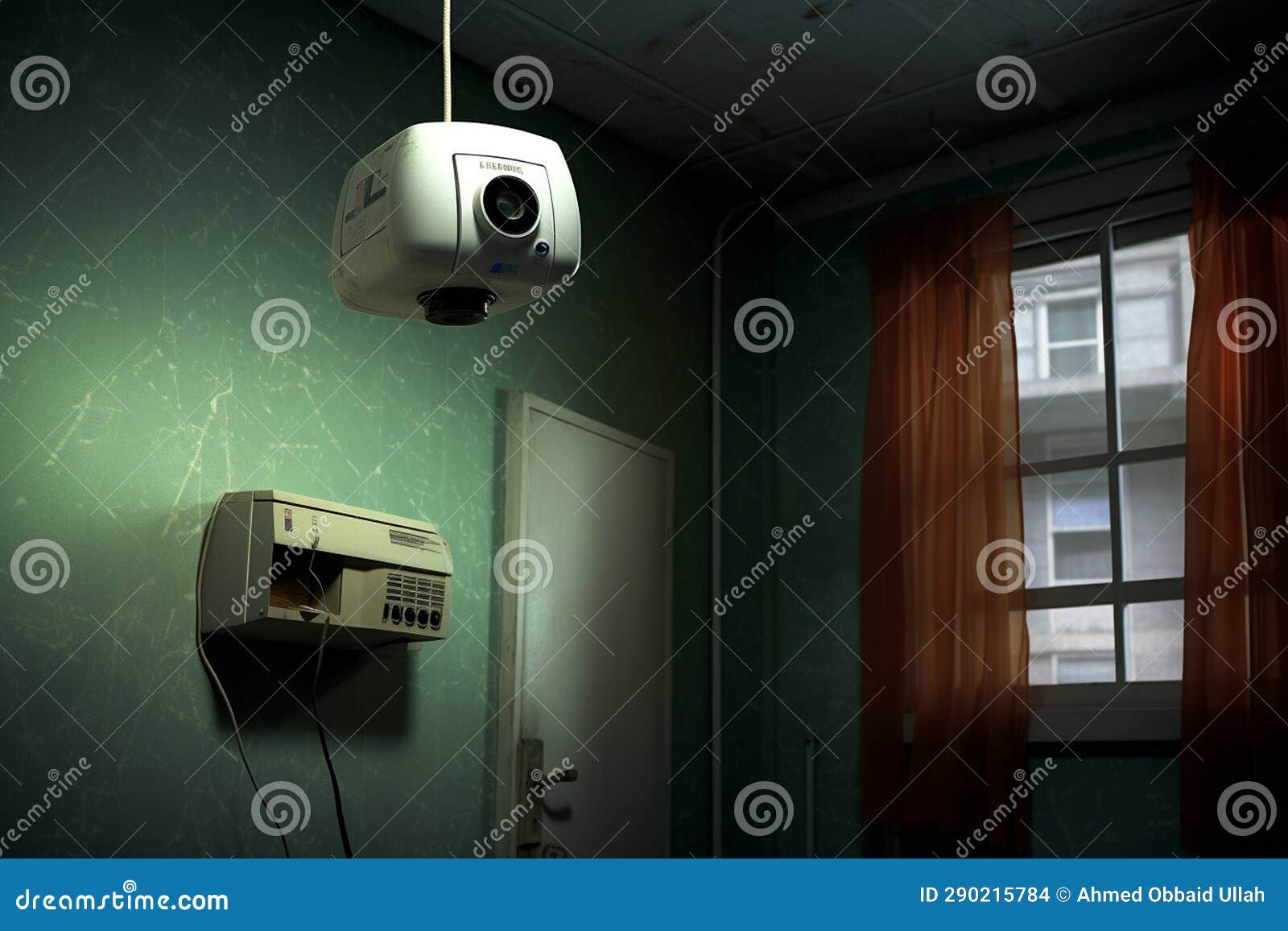 Monitoring with Room Surveillance Camera. Generative by Ai Stock Photo Image of digital