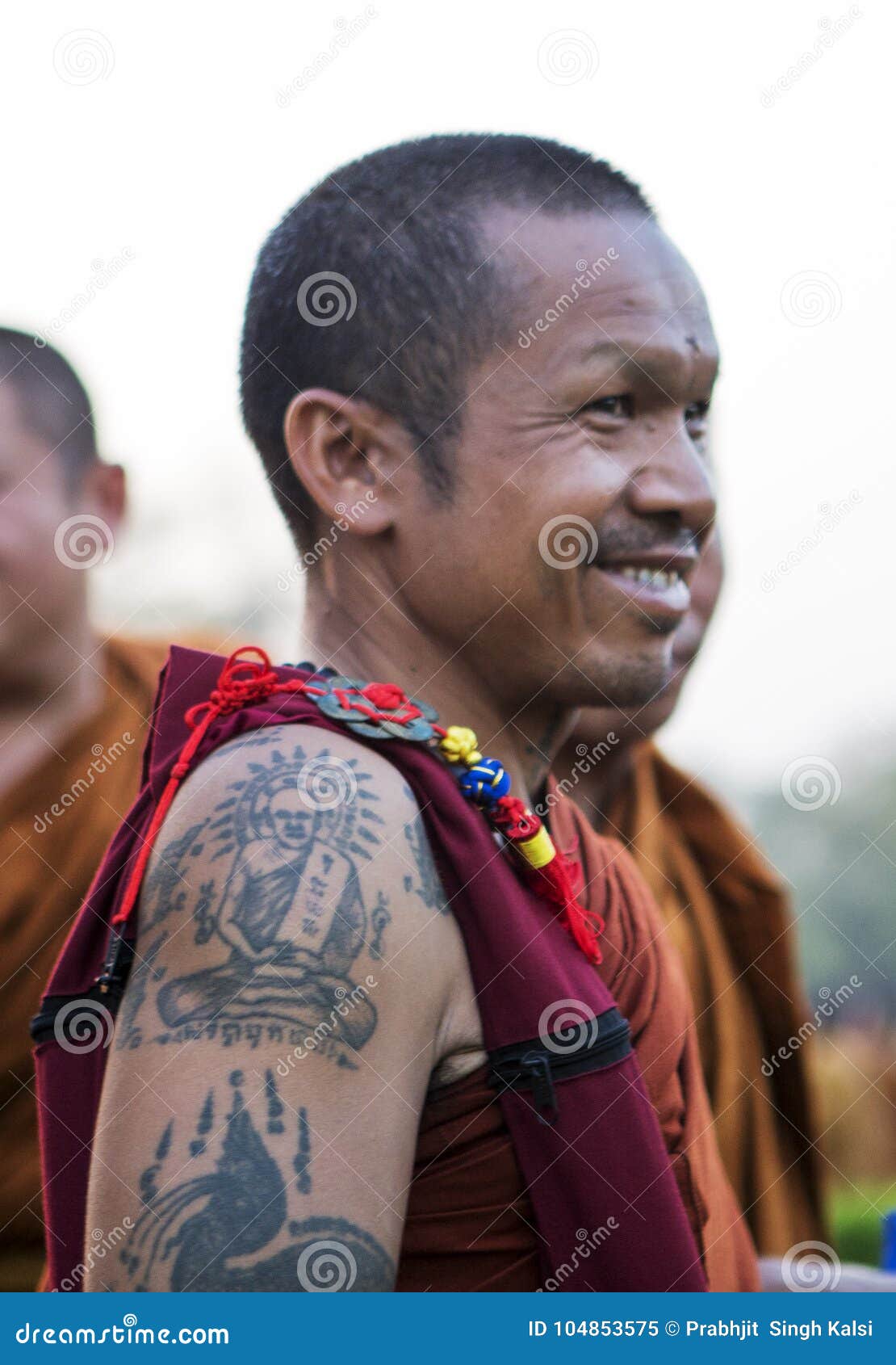 Monk with Tattoo in His Arm Editorial Image - Image of success, park:  104853575