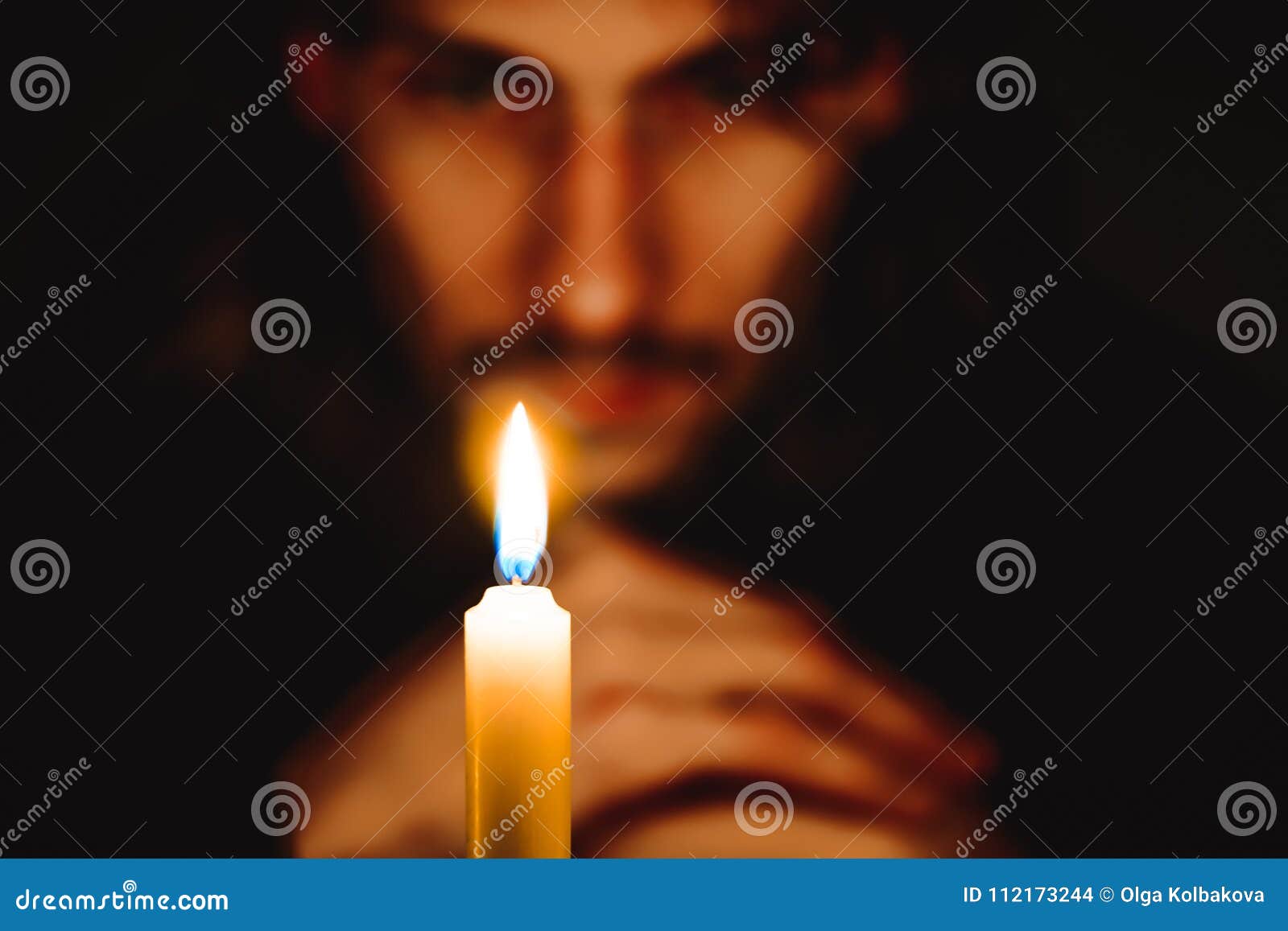 A monk with a candle stock photo. Image of guide, grace 112173244