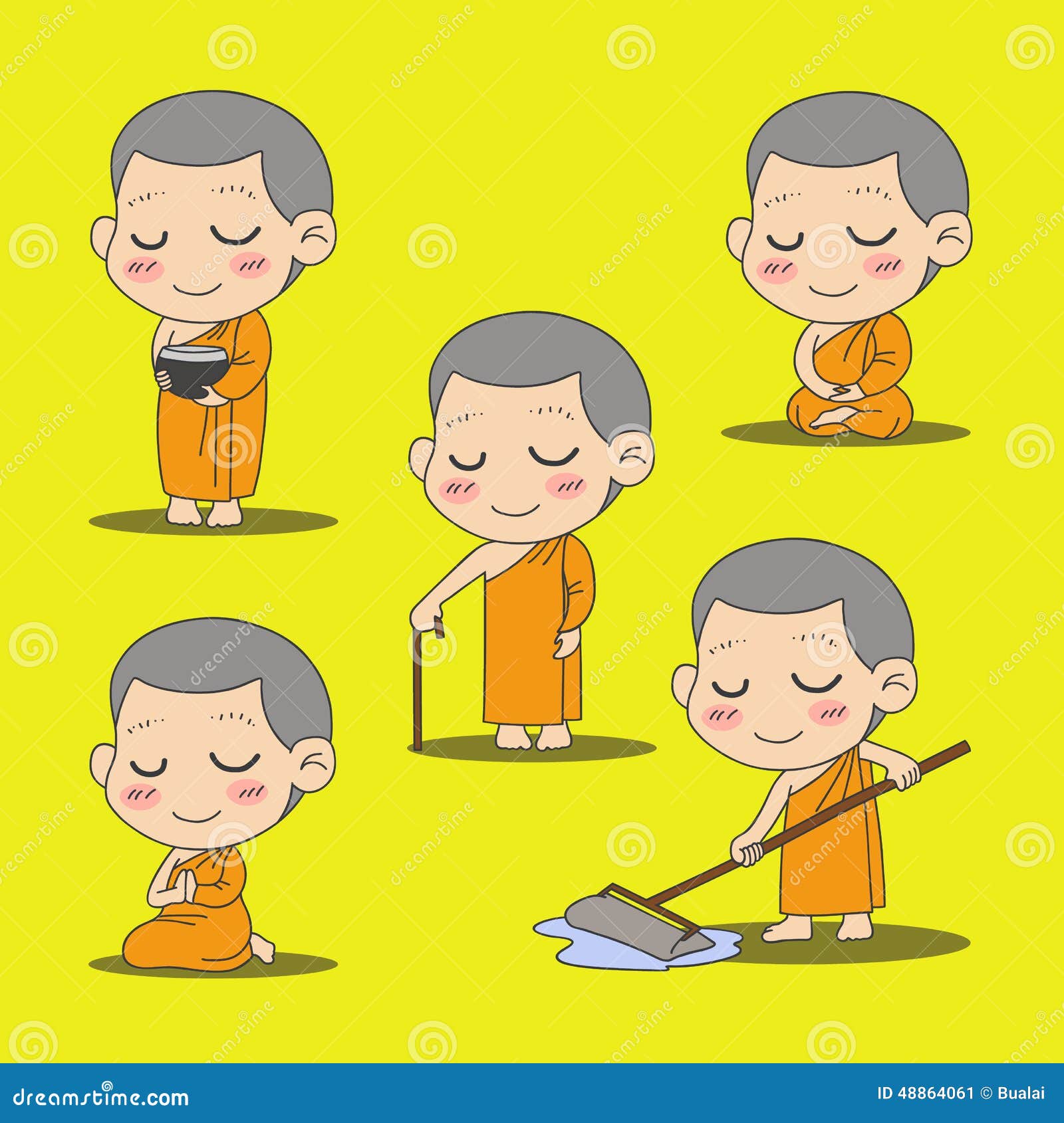 Monk cartoon stock vector. Illustration of buddhism, comic - 48864061