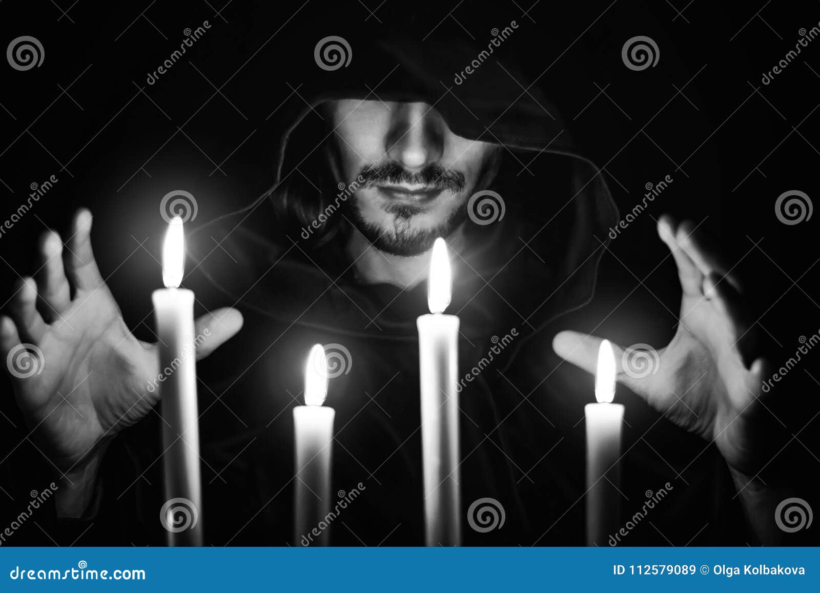 A monk with a candle stock image. Image of confession 112579089