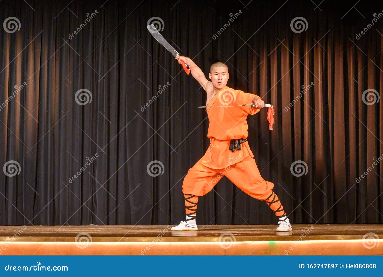 monk magical power show two swords shaolin kung fu show monk performing mental power shaolin kung fu show ho chi 162747897