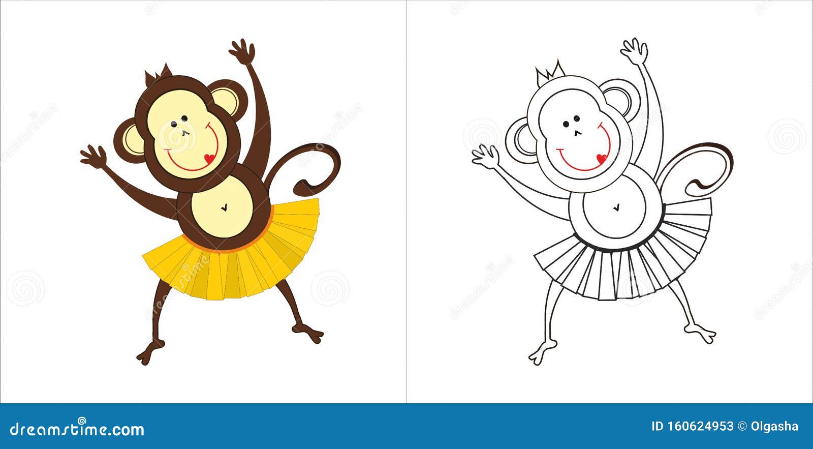 Monkey baby coloring stock vector. Illustration of baby - 160624953