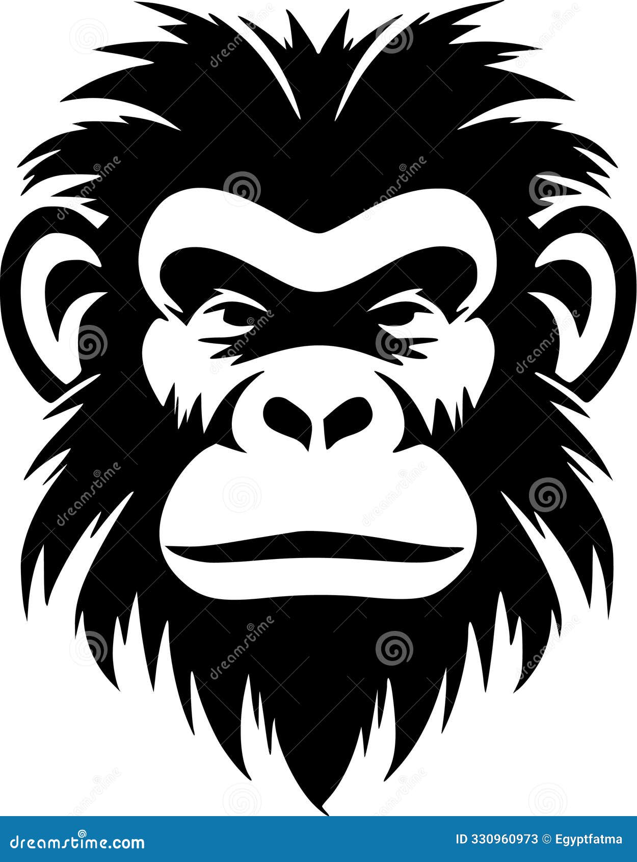 monkey - black and white  icon -  