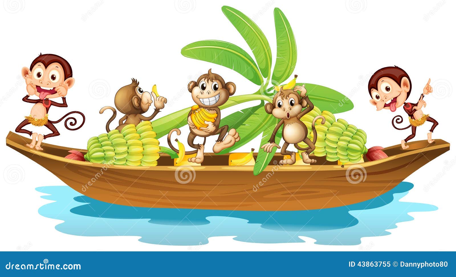 Monkey on boat stock vector. Illustration of floating 43863755