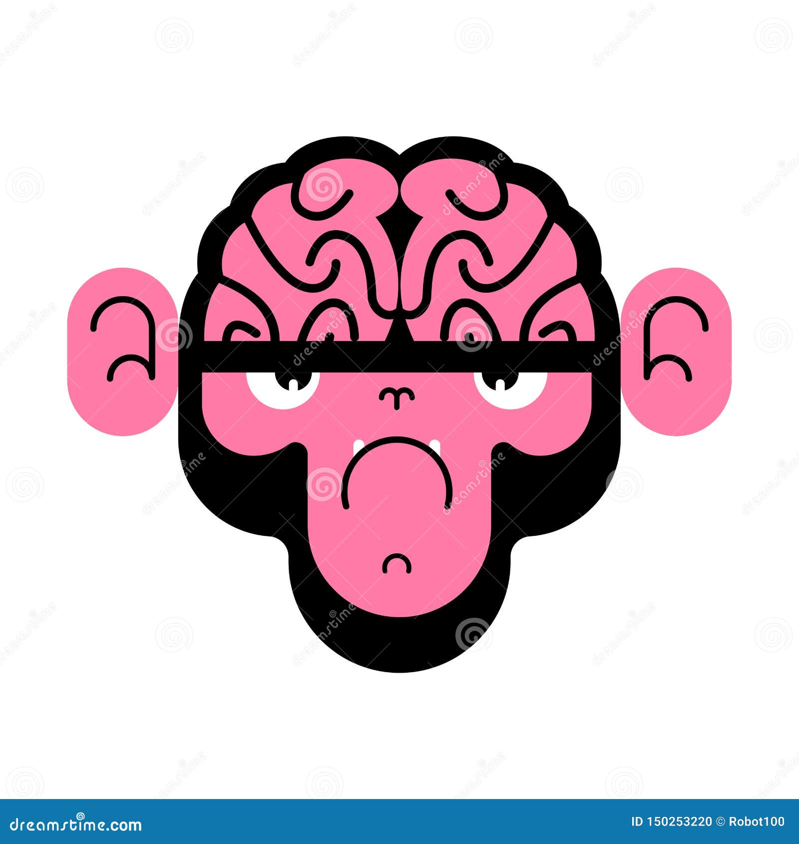 Monkey And Brain Stimulation Helmet. Apparatus Electronic Action On ...