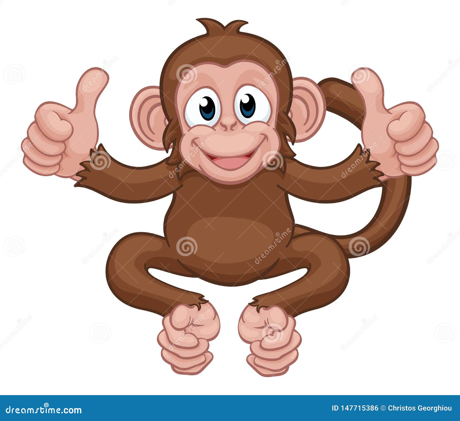 Monkey Cartoon Animal Giving Double Thumbs Up Stock Vector - Illustration  of board, characters: 147715386