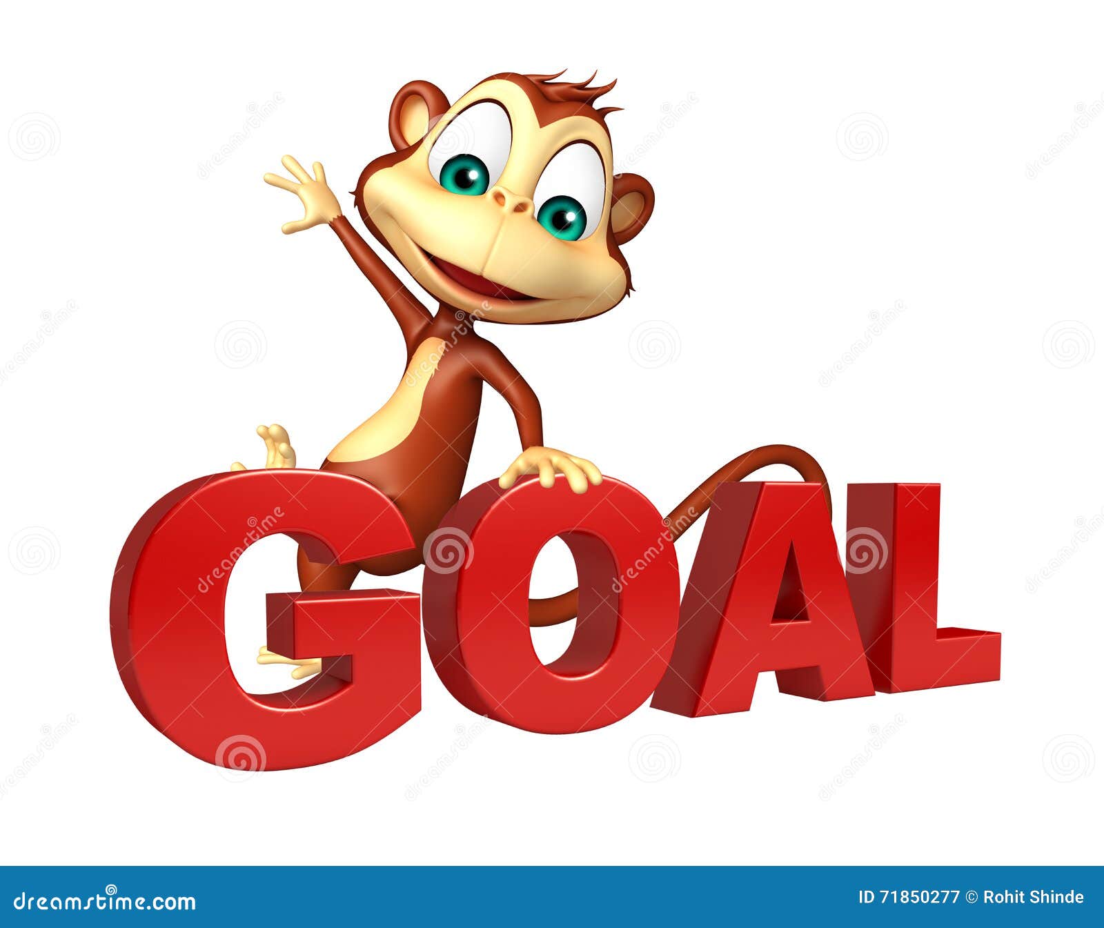 Monkey Cartoon Character with Goal Sign Stock Illustration