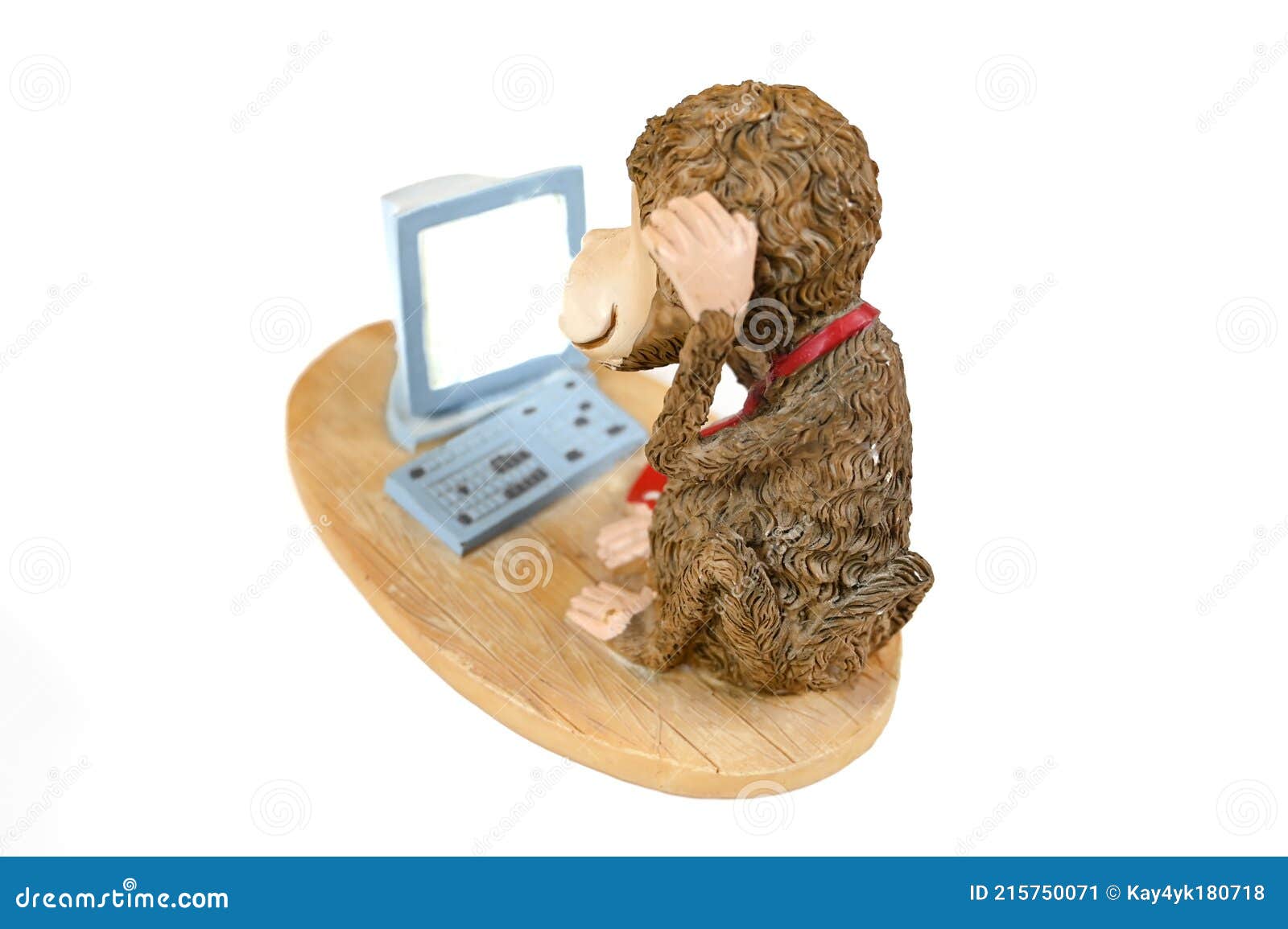 Monkey At The Computer, Statuette On An Isolated Background Stock Image Image of concepts