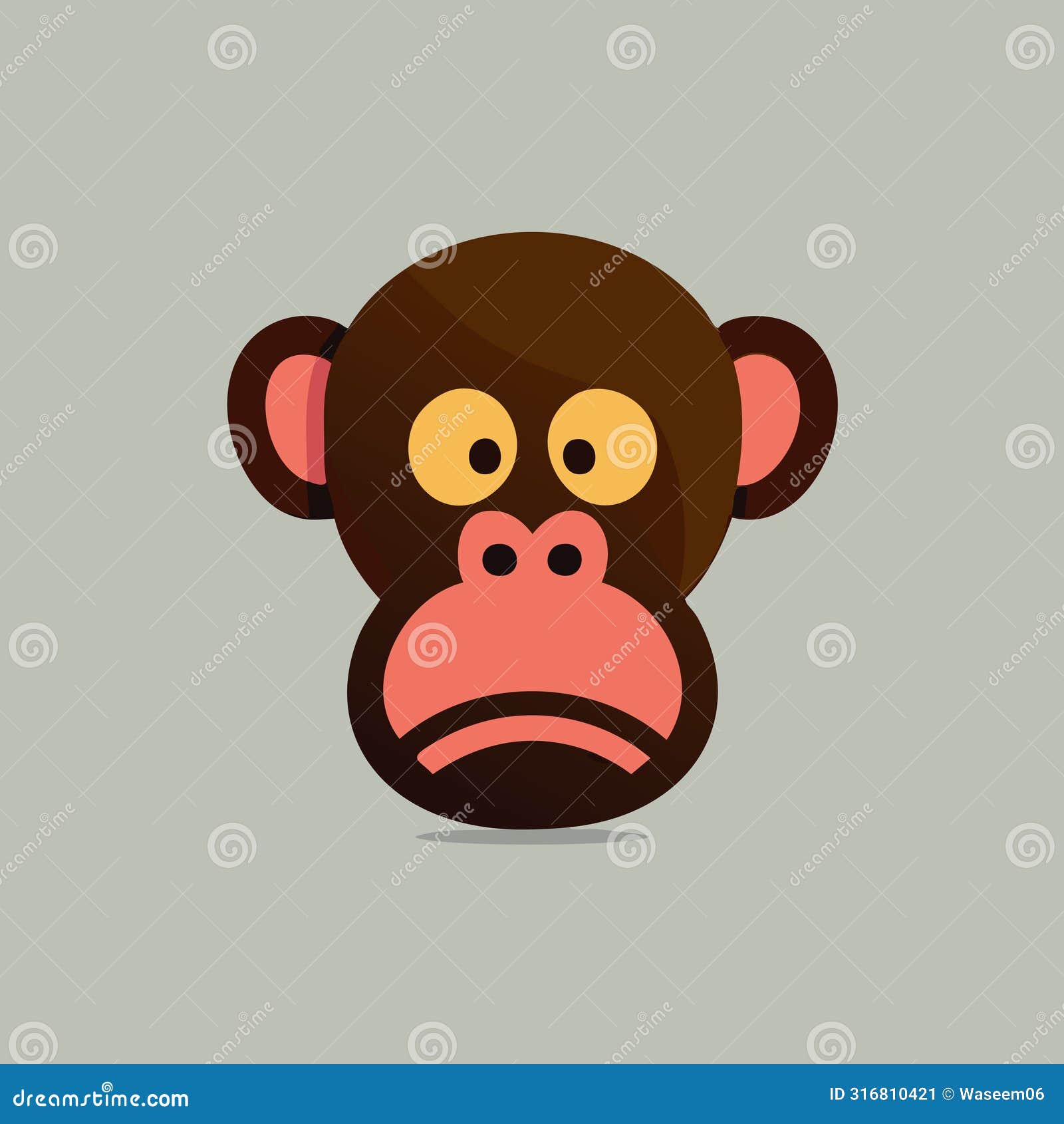 monkey face emotion icon.   in flat style