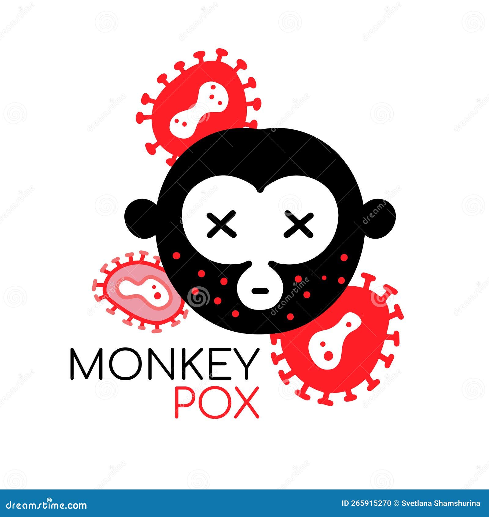monkey face with virus cells. monkeypox virus or monkeypox concept. stop virus belongs to the genus orthopoxvirus of the