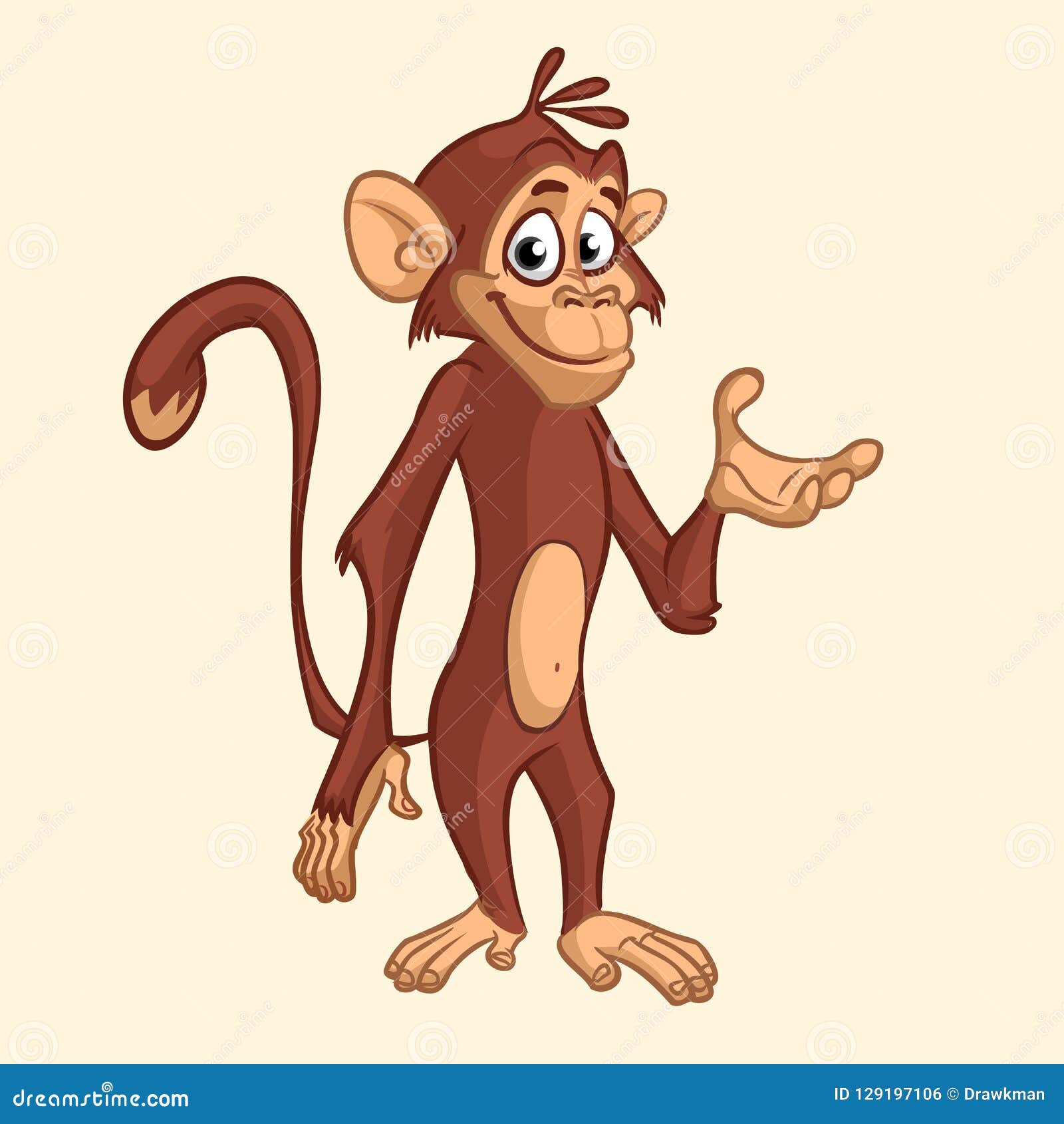 Funny Monkey Cartoon Icon. Vector Illustration of Drawing Monkey Outlined.  Stock Vector - Illustration of friendly, icon: 129197106