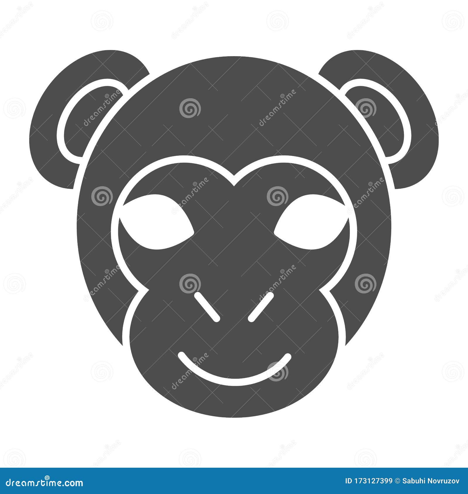 monkey head solid icon. minimal style face , little gorilla or chimpanzee. animals   concept, glyph