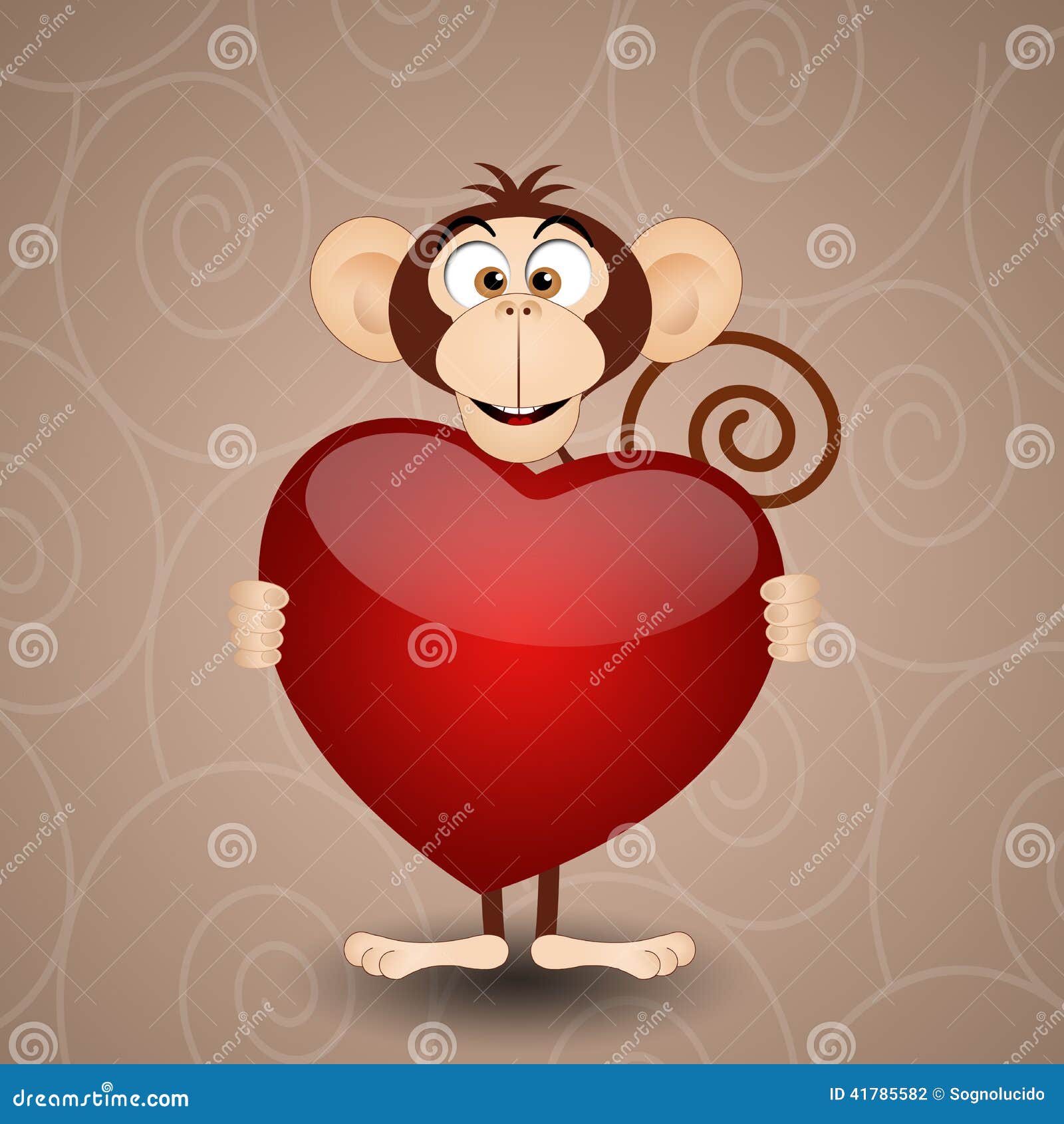 Monkey with heart stock illustration. Illustration of loving 41785582