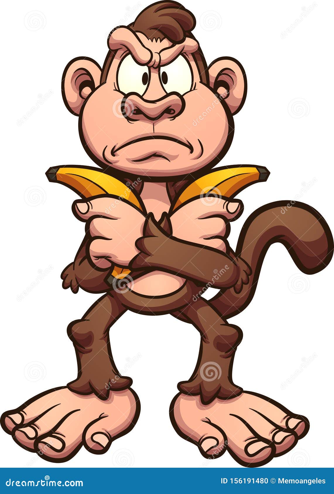 Angry Cartoon Monkey Holding a Couple of Bananas Across it`s Chest Stock  Vector - Illustration of vector, angry: 156191480