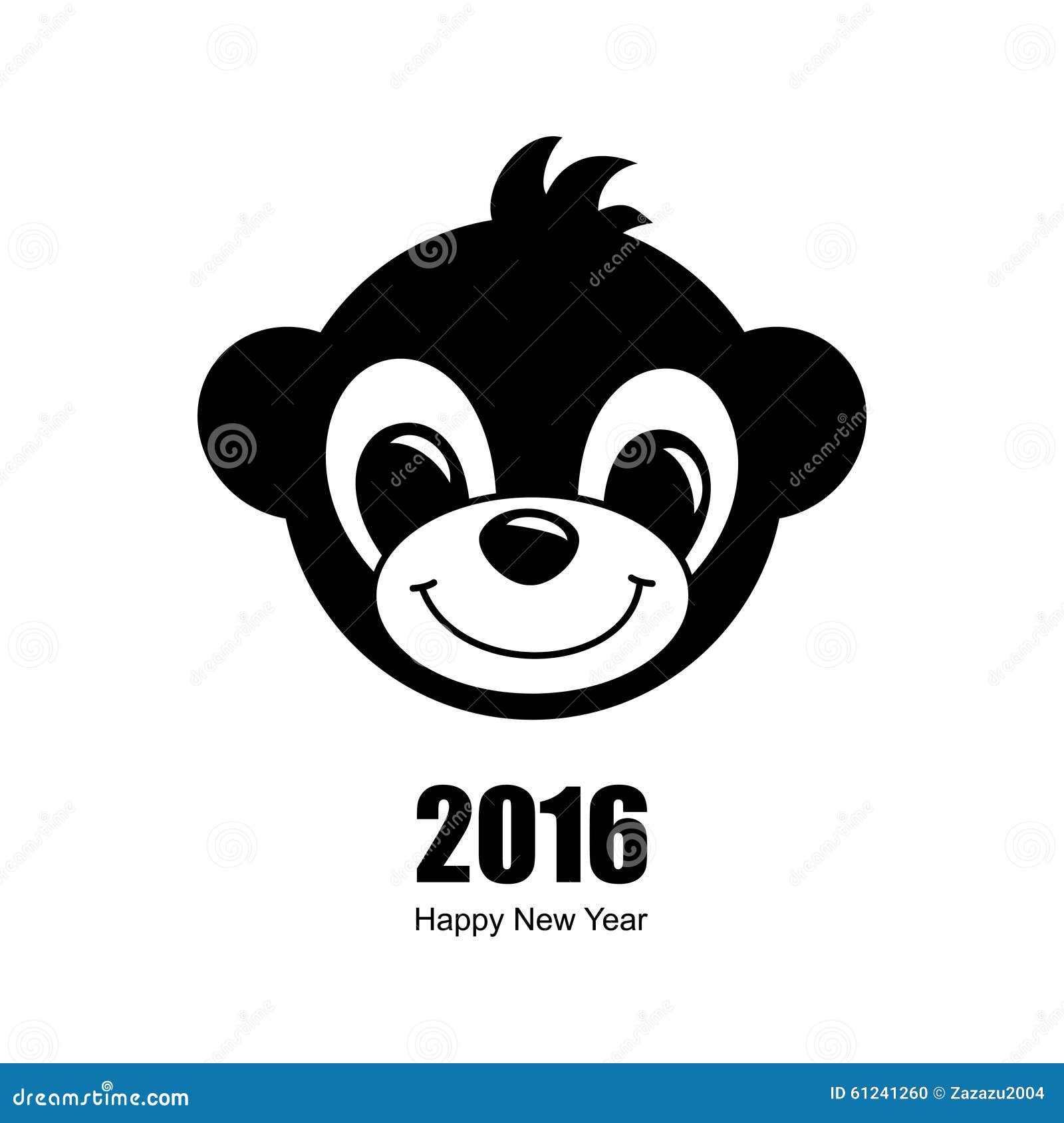 Monkey La Tarjeta De La Feliz Año Nuevo Aislada En El Fondo Blanco Mono Estilizado Del Vector Símbolo De 2016 Años del Vector - Ilustración de extracto, tarjeta: 61241260