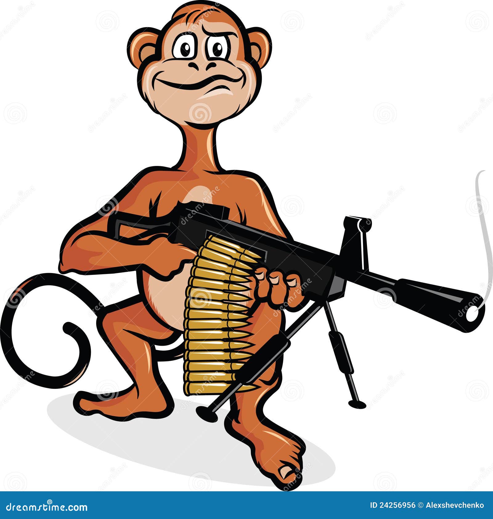 The Monkey With The Machine Gun Stock Vector - Image: 24256956