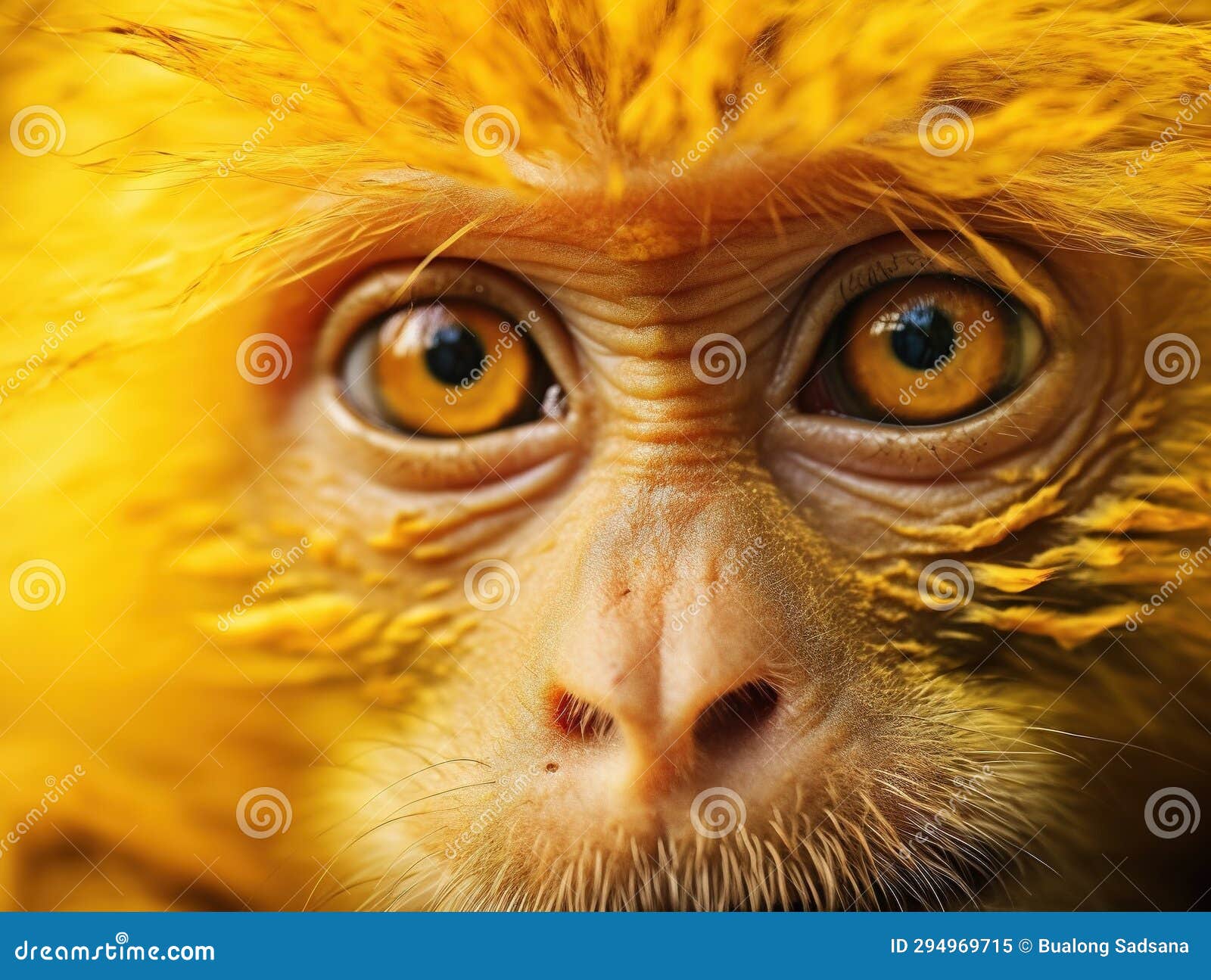 Monkey Yellow Close Up Macaca Fascicularis Made with Generative AI ...