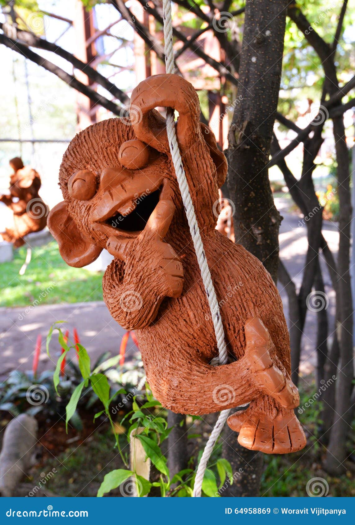 Monkey sculpture stock image. Image of beautiful, summer 64958869