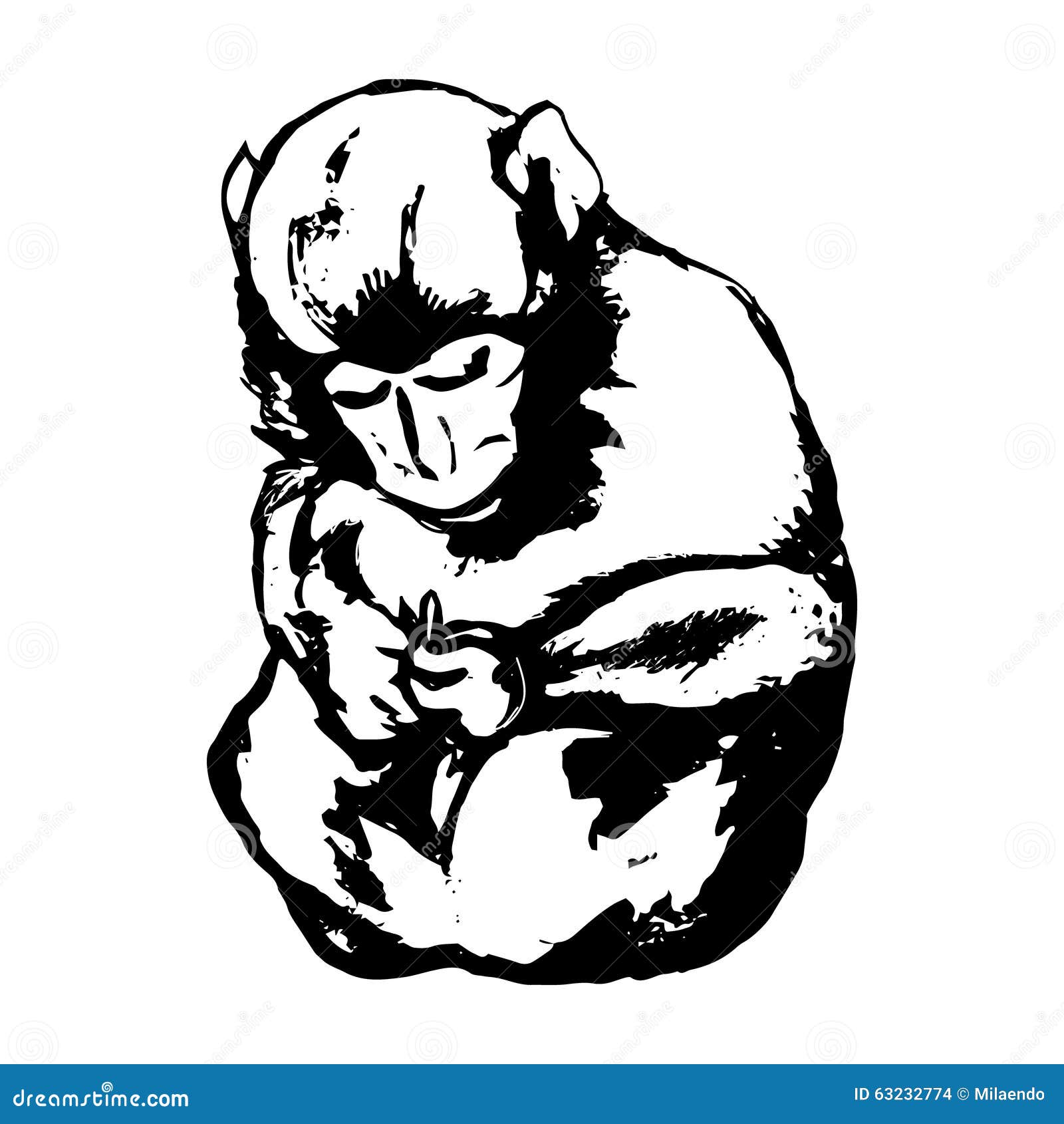 Download Monkey Sitting - Freehand Drawing Stock Vector - Illustration of drawn, celebration: 63232774