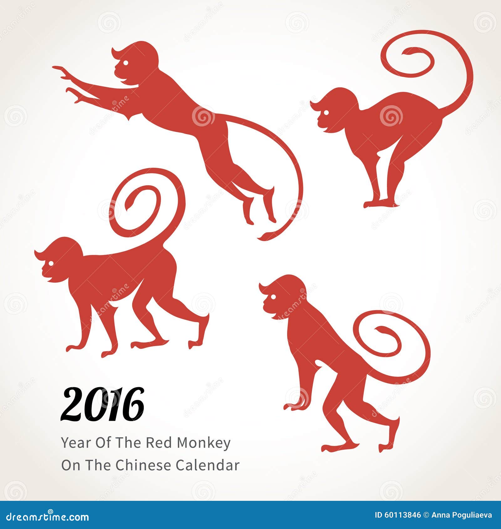 Monkey Symbol of 2016 on the Chinese Calendar. Stock Illustration