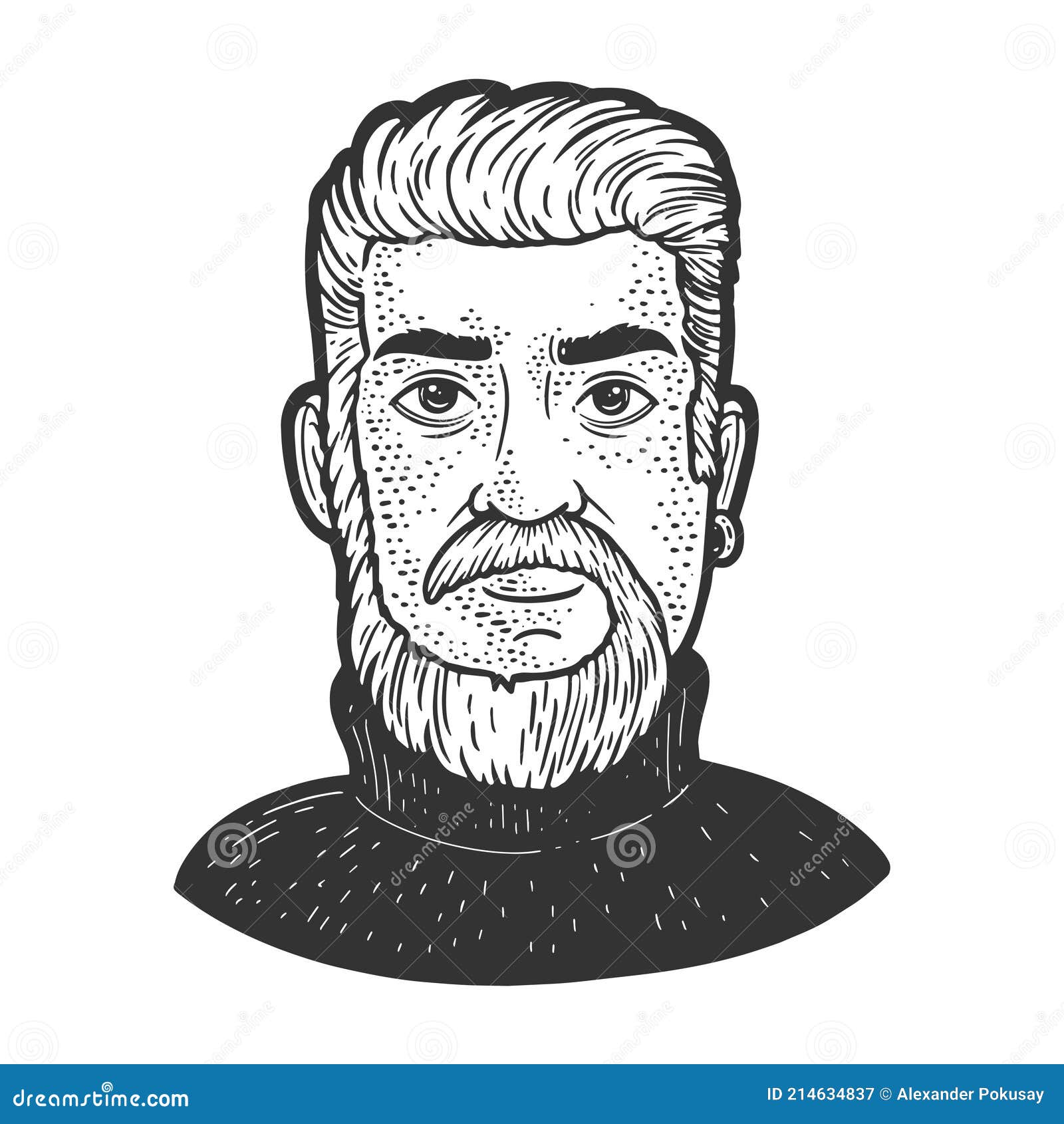 Man's Face In Glasses With Beard And Luxuriant Hair Cute Smiling, Sketch  Vector Graphics Monochrome Illustration On White Background Royalty Free  SVG, Cliparts, Vectors, and Stock Illustration. Image 137938530.