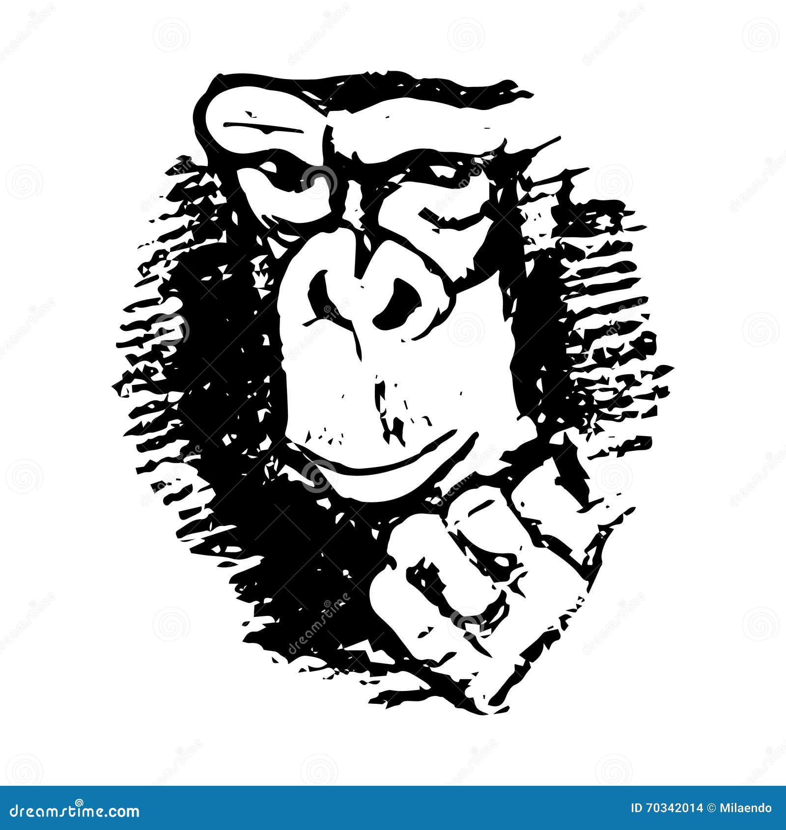 Gorilla Face Line Drawing : Gorilla portrait hand line drawing vector illustration