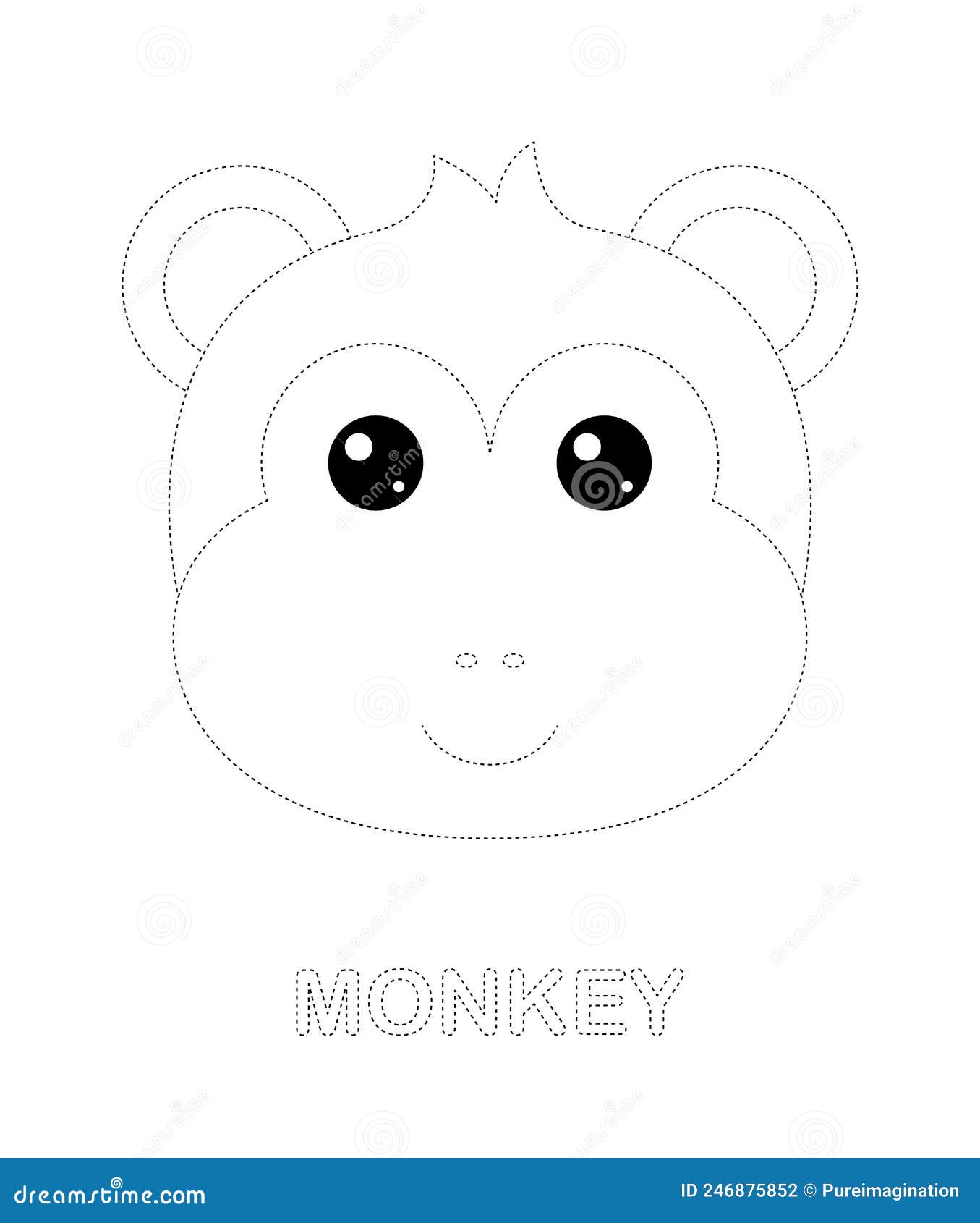 Monkey Tracing Worksheet for Kids Stock Vector - Illustration of