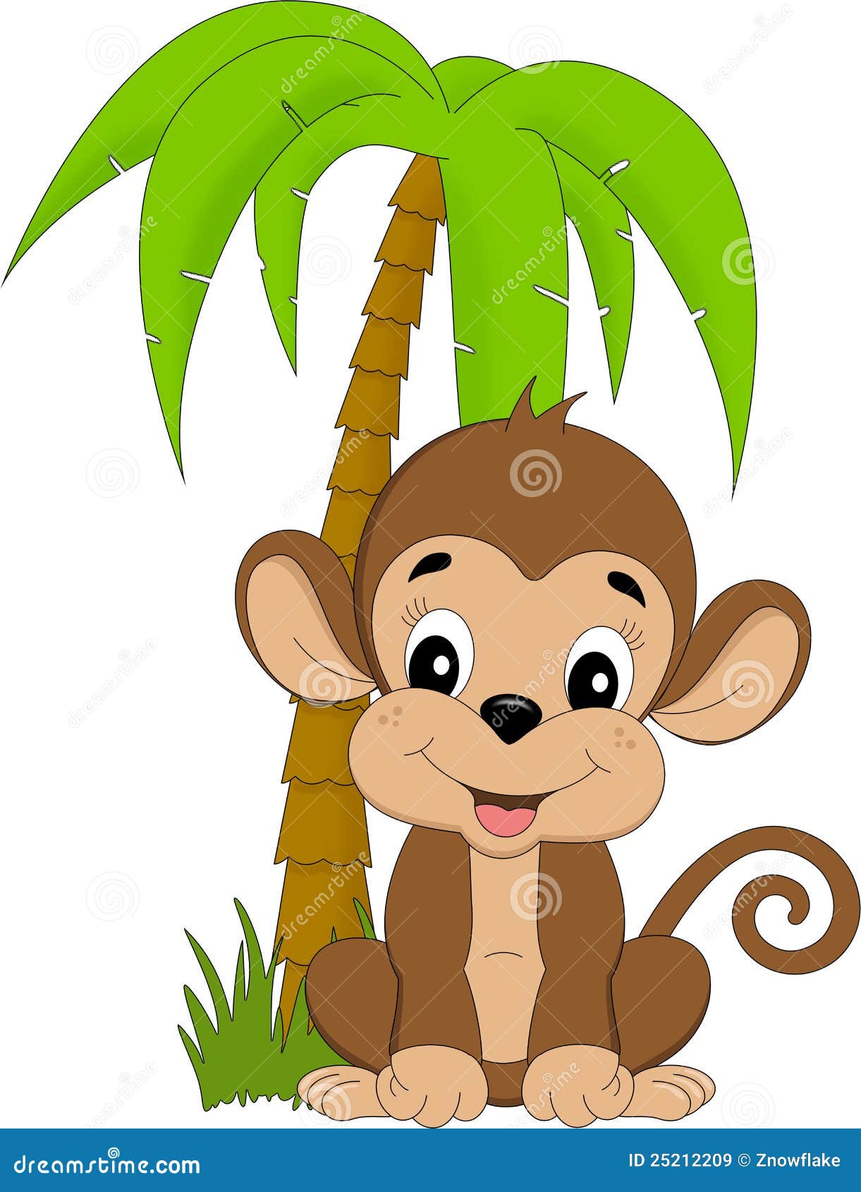 monkey under palmtree