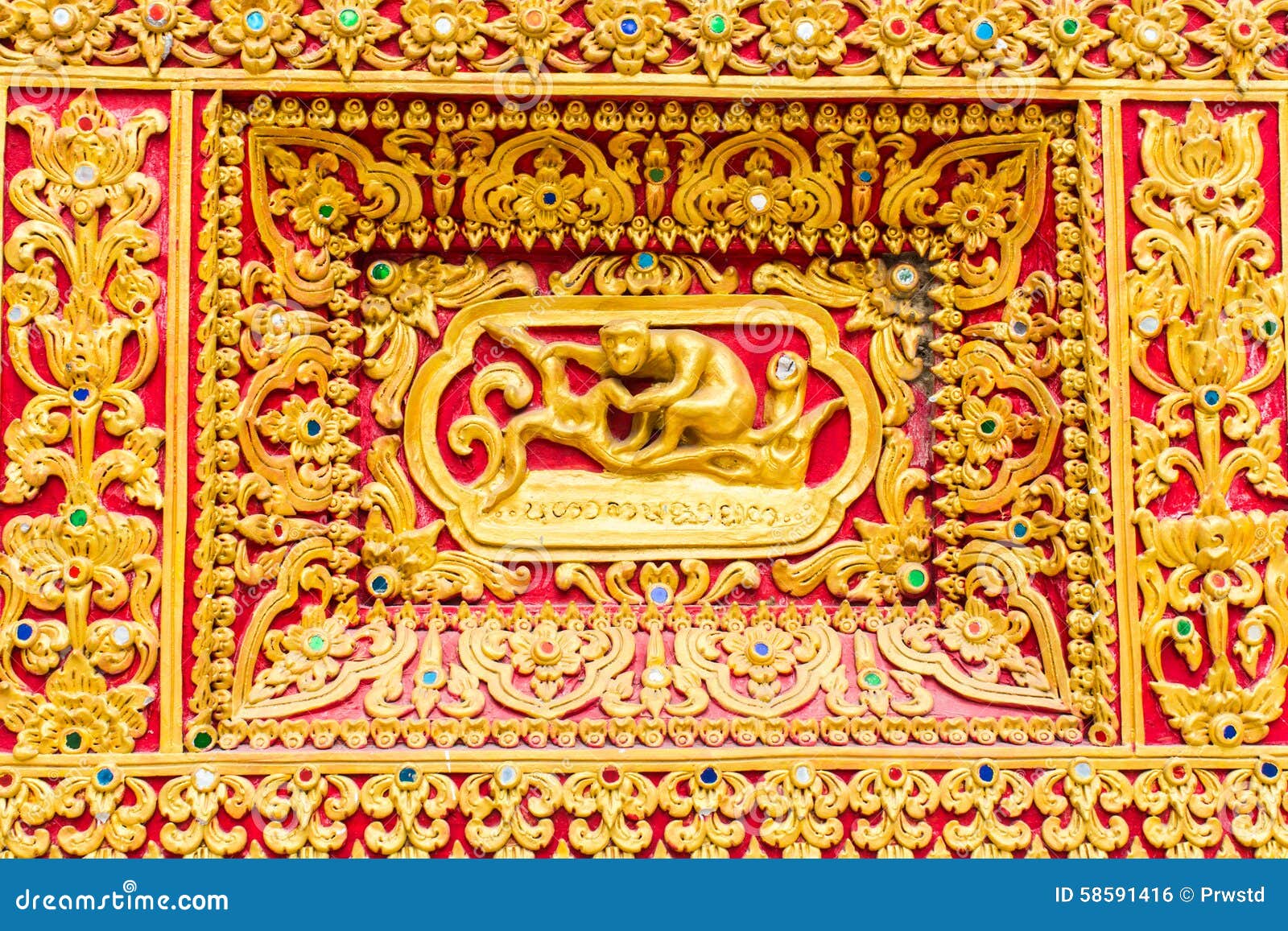 Monkey Wall Sculpture in Thai Temple Stock Photo Image of ncient